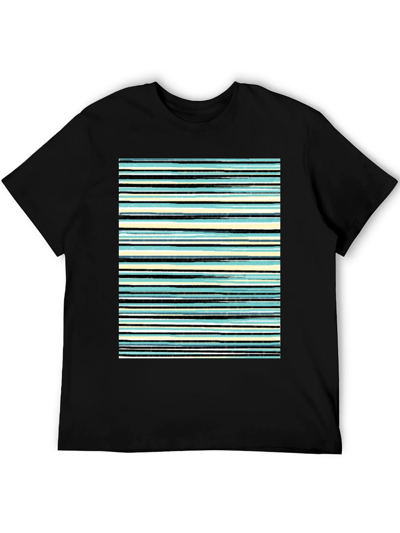 Striped Print Black T-Shirt