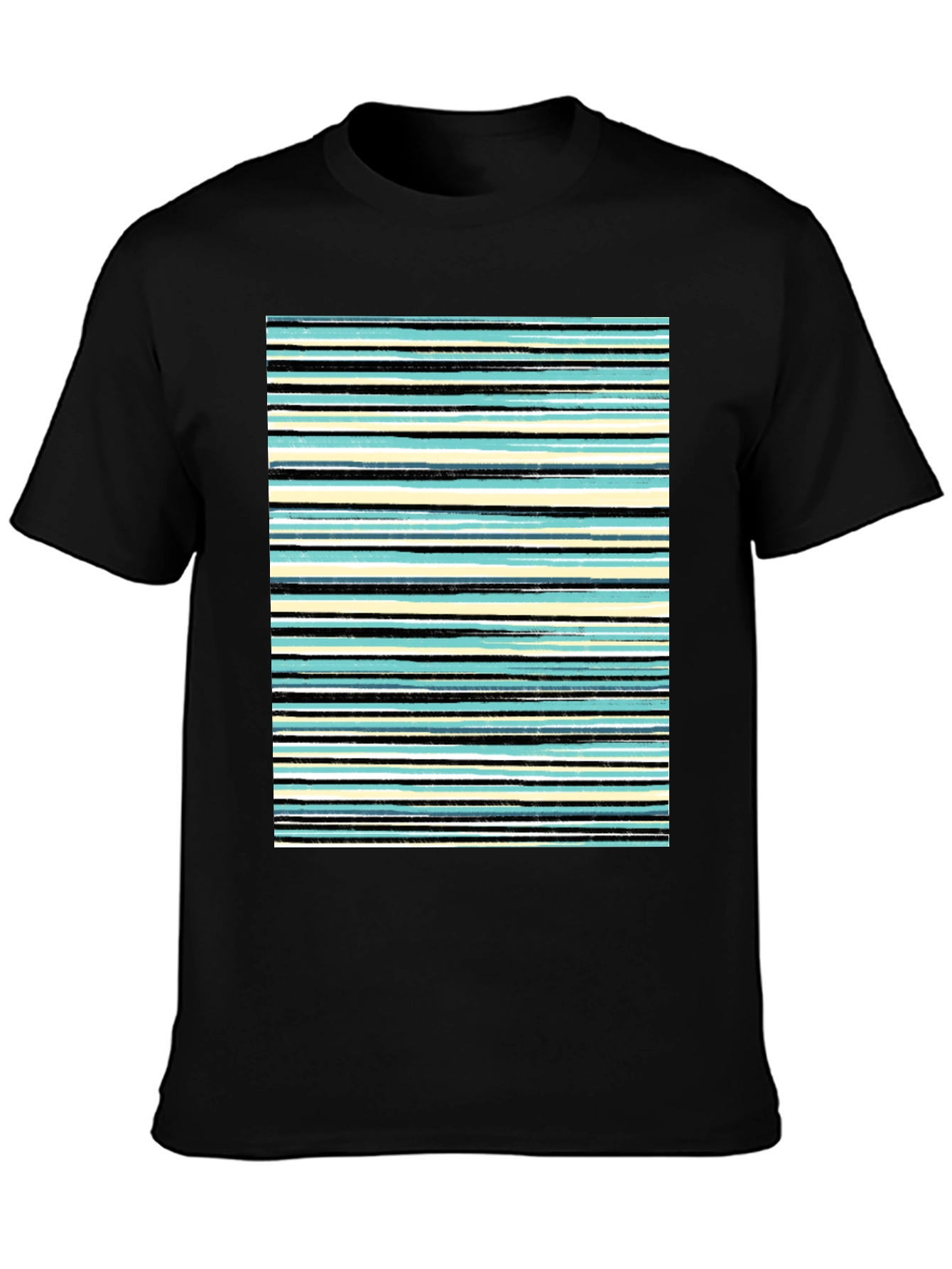 Striped Print Black T-Shirt