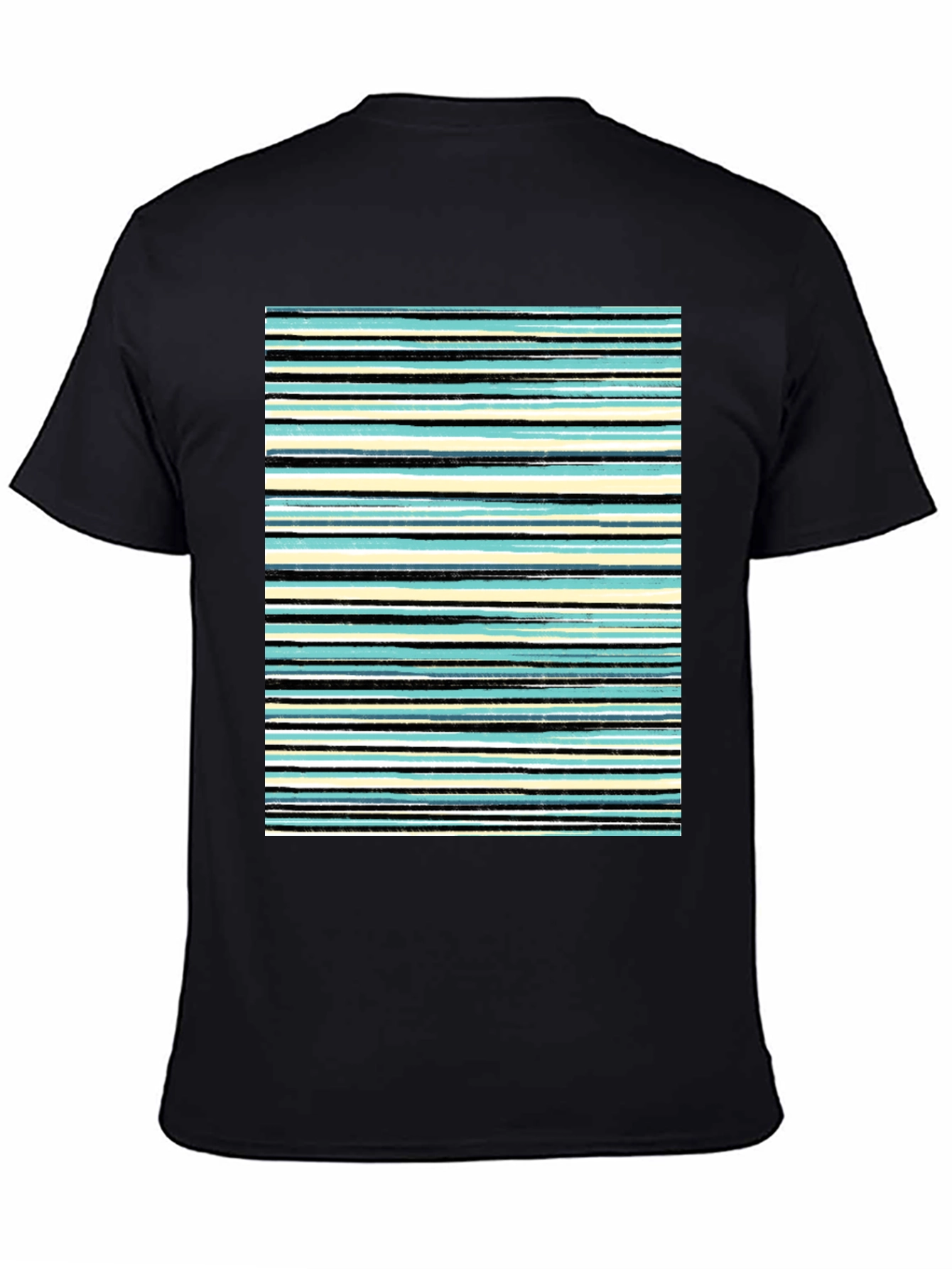 Striped Print Black T-Shirt
