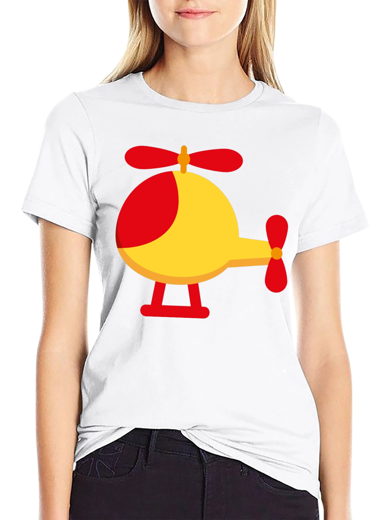 Helicopter Graphic Tee - Black Cotton Blend