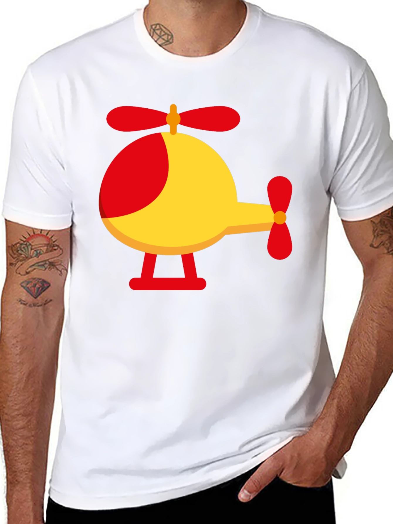 Helicopter Graphic Tee - Black Cotton Blend
