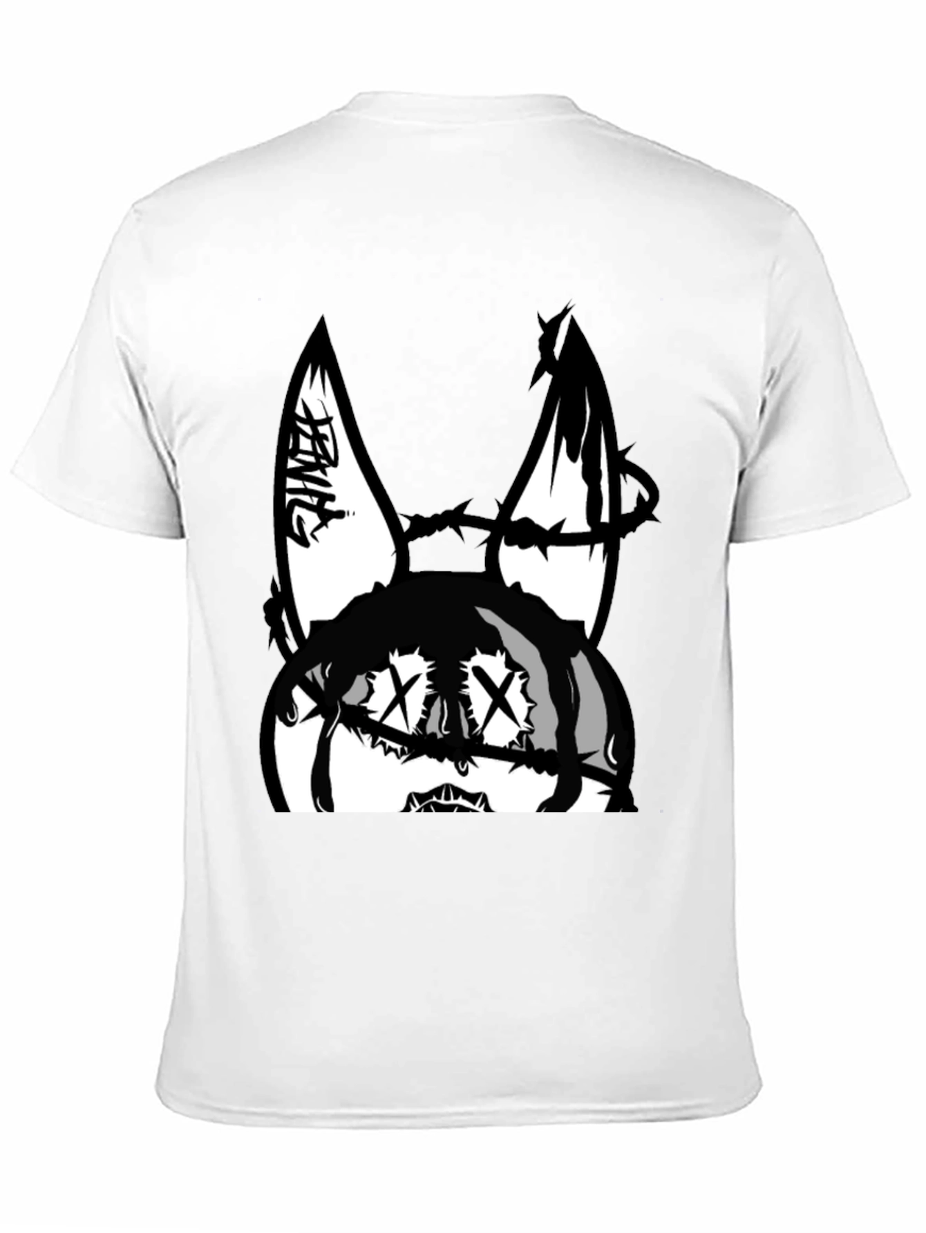 Edgy Bunny Graphic Tee - Black Cotton