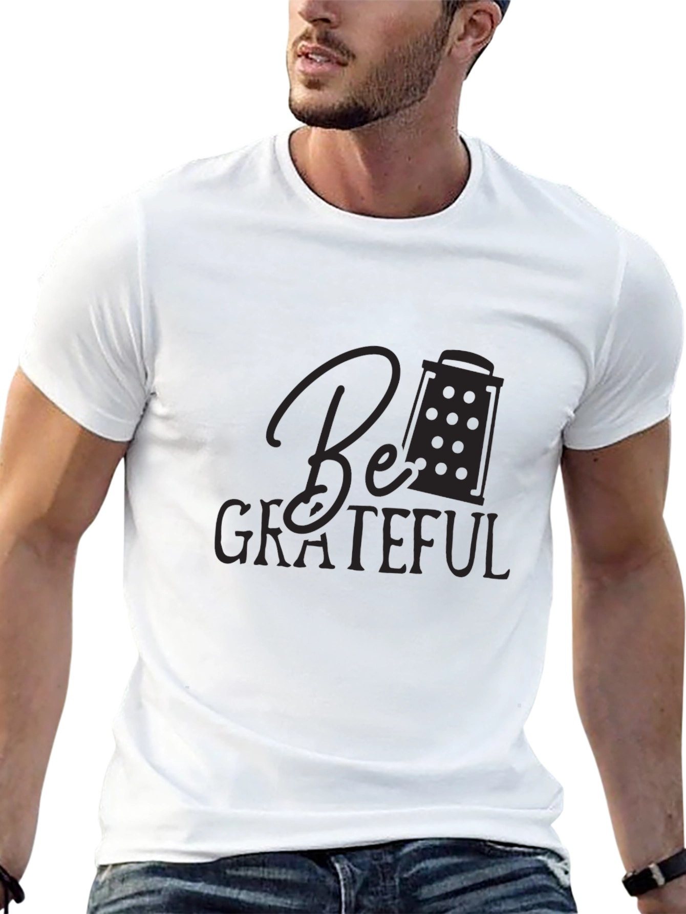 Grateful Graphic Tee - Black Cotton Blend T-Shirt