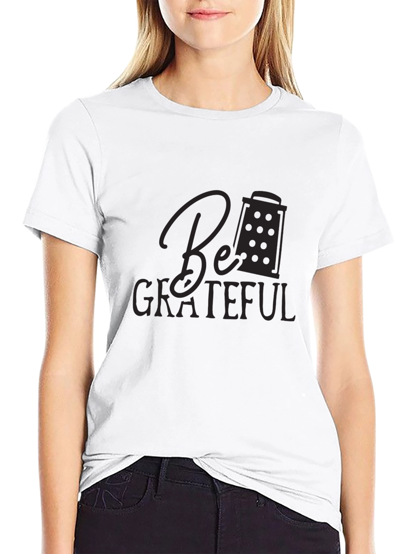 Grateful Graphic Tee - Black Cotton Blend T-Shirt