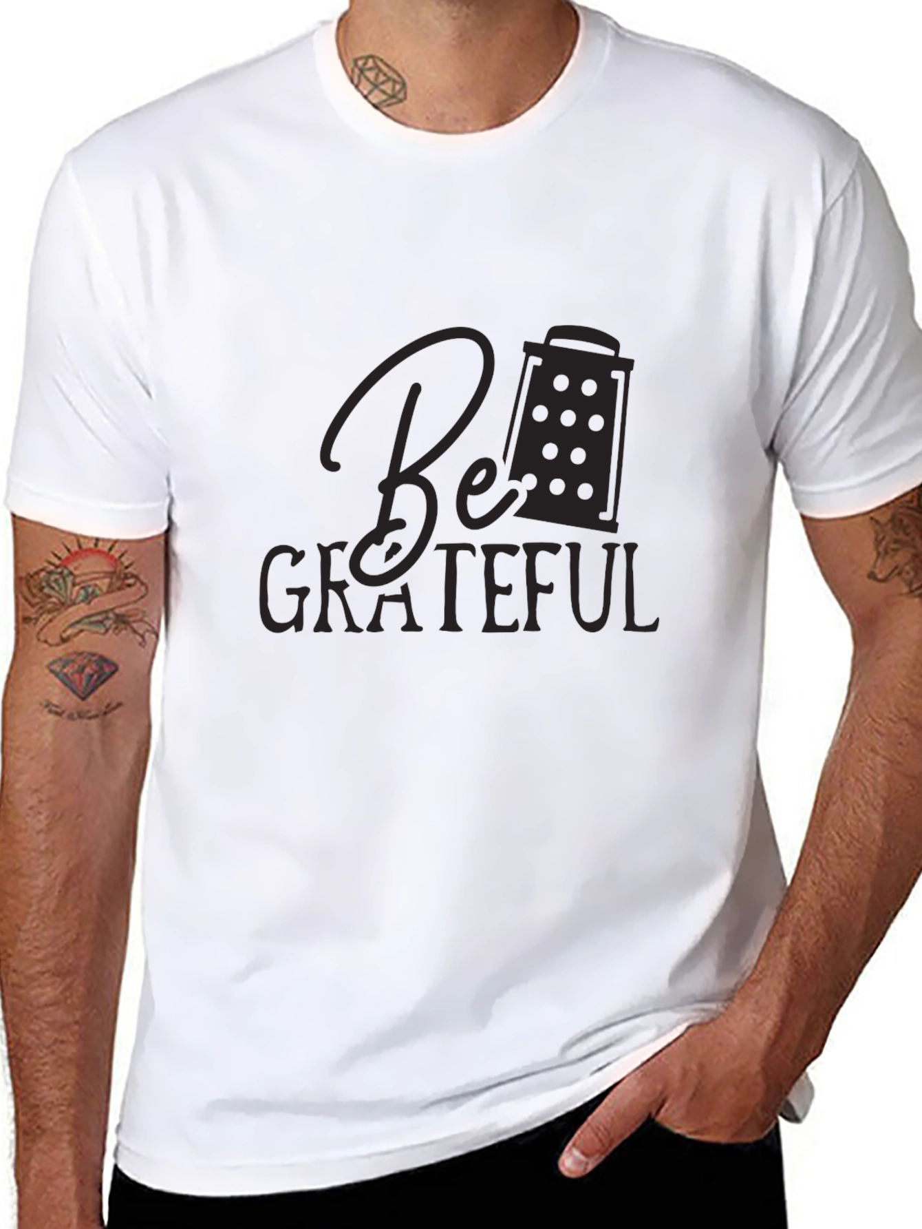 Grateful Graphic Tee - Black Cotton Blend T-Shirt