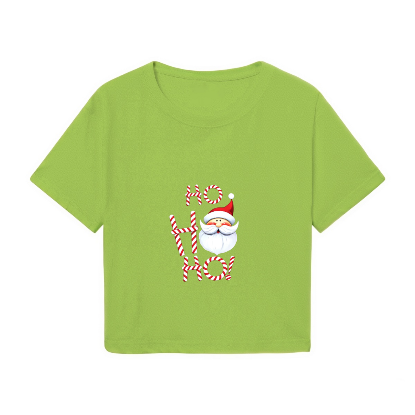 Ho Ho Ho Candy Cane Letter Santa Face Christmas Party Crop Top