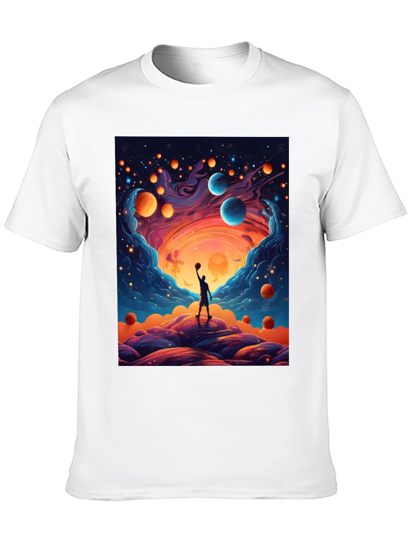Cosmic Basketball T-Shirt - Dreamy Universe Design