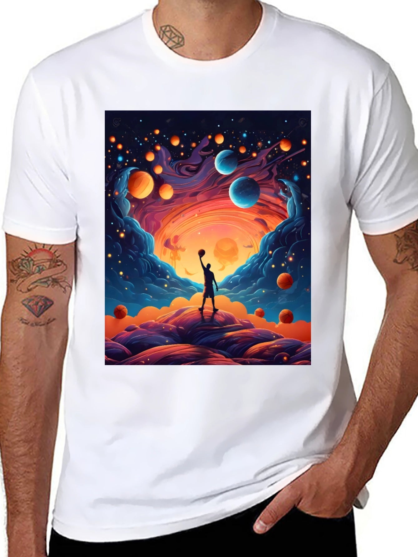 Cosmic Basketball T-Shirt - Dreamy Universe Design