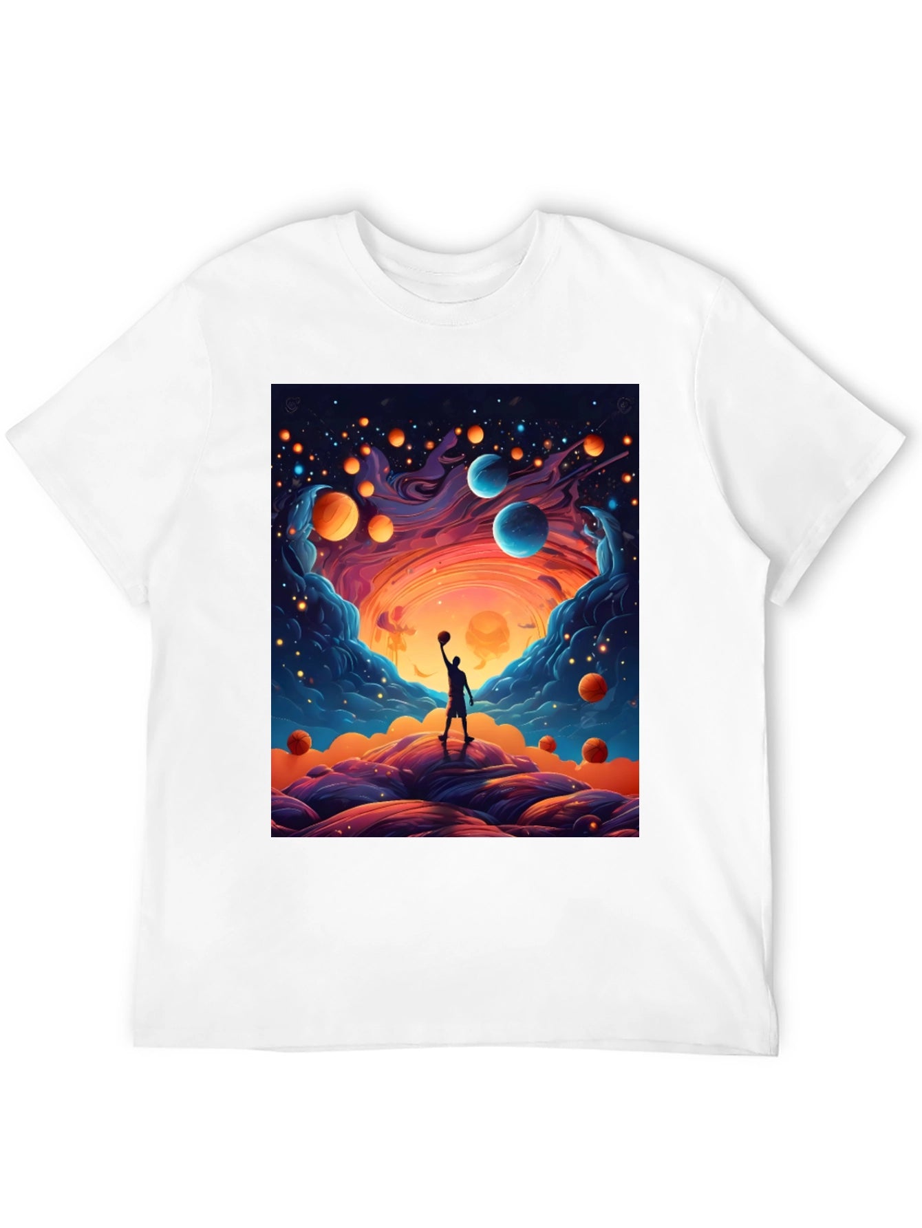 Cosmic Basketball T-Shirt - Dreamy Universe Design