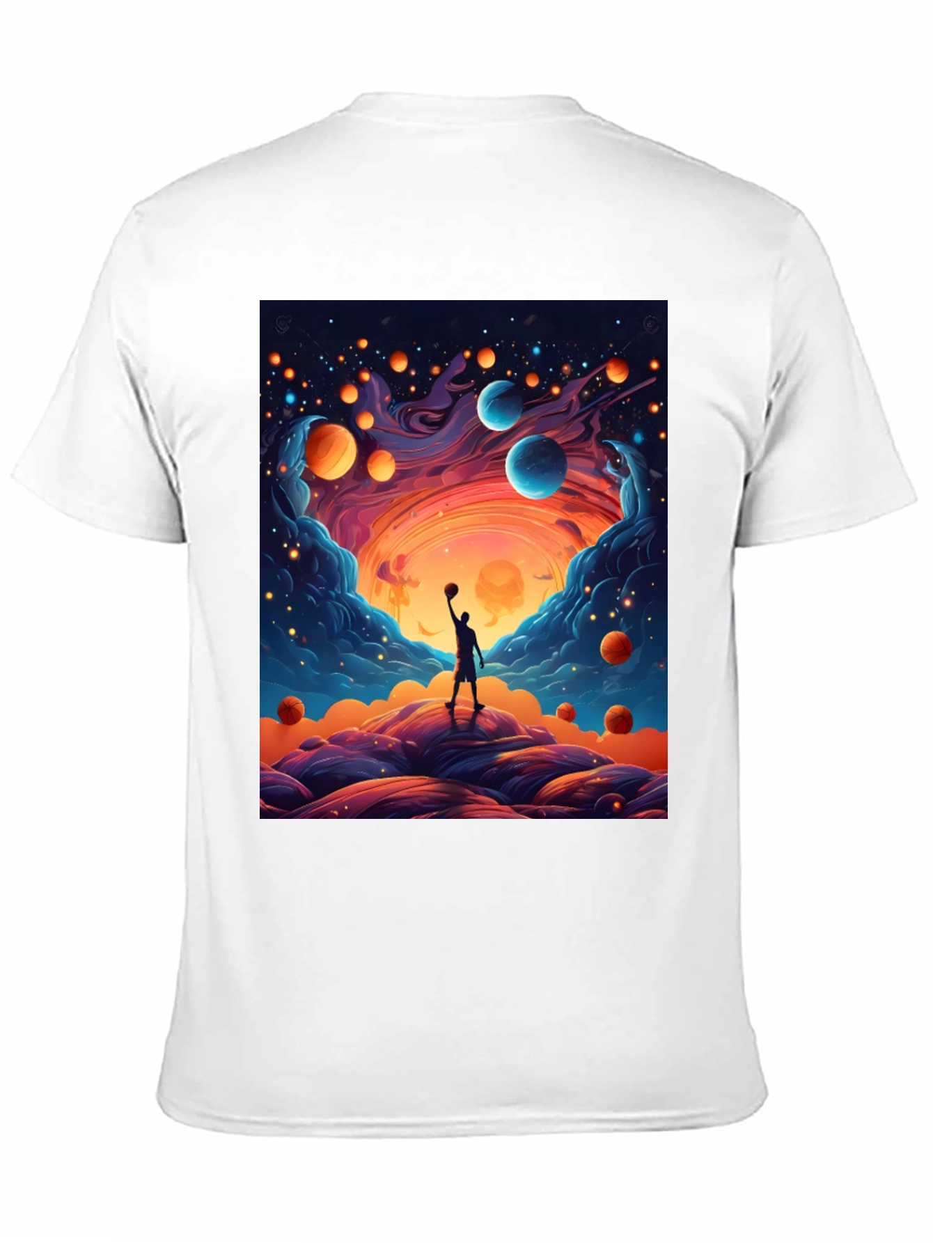 Cosmic Basketball T-Shirt - Dreamy Universe Design
