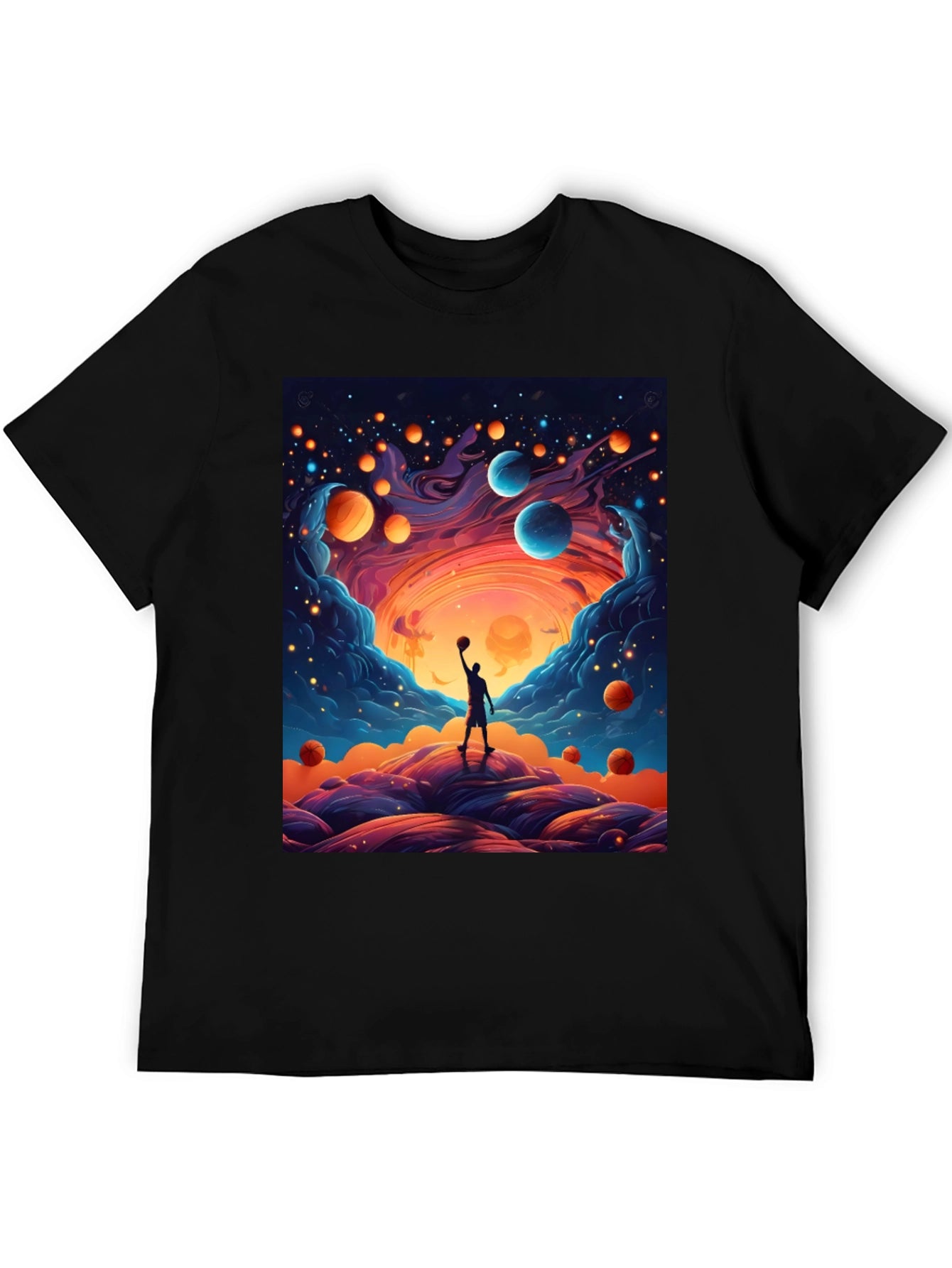 Cosmic Basketball T-Shirt - Dreamy Universe Design