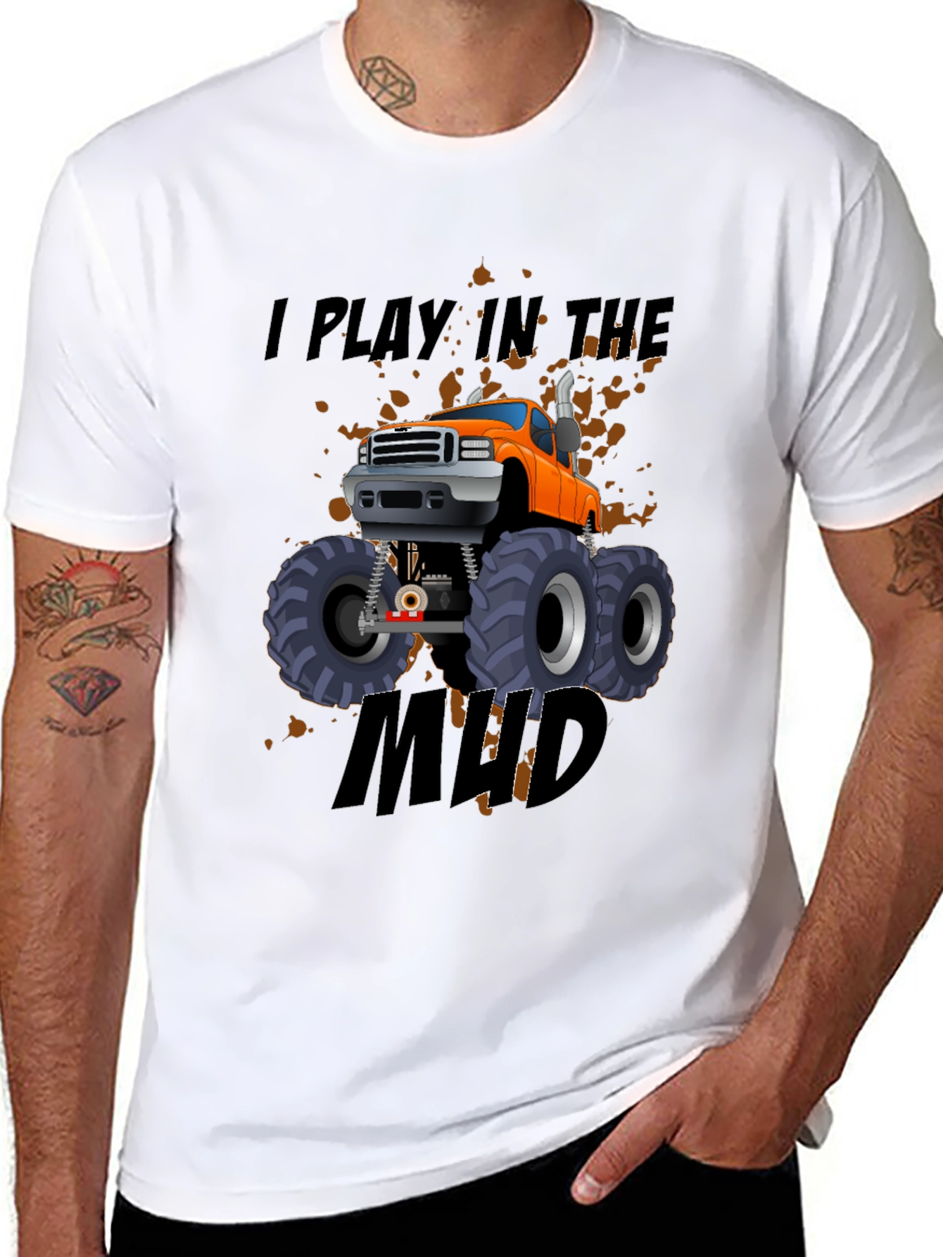 I Play In The Mud Monster Truck Black T-Shirt