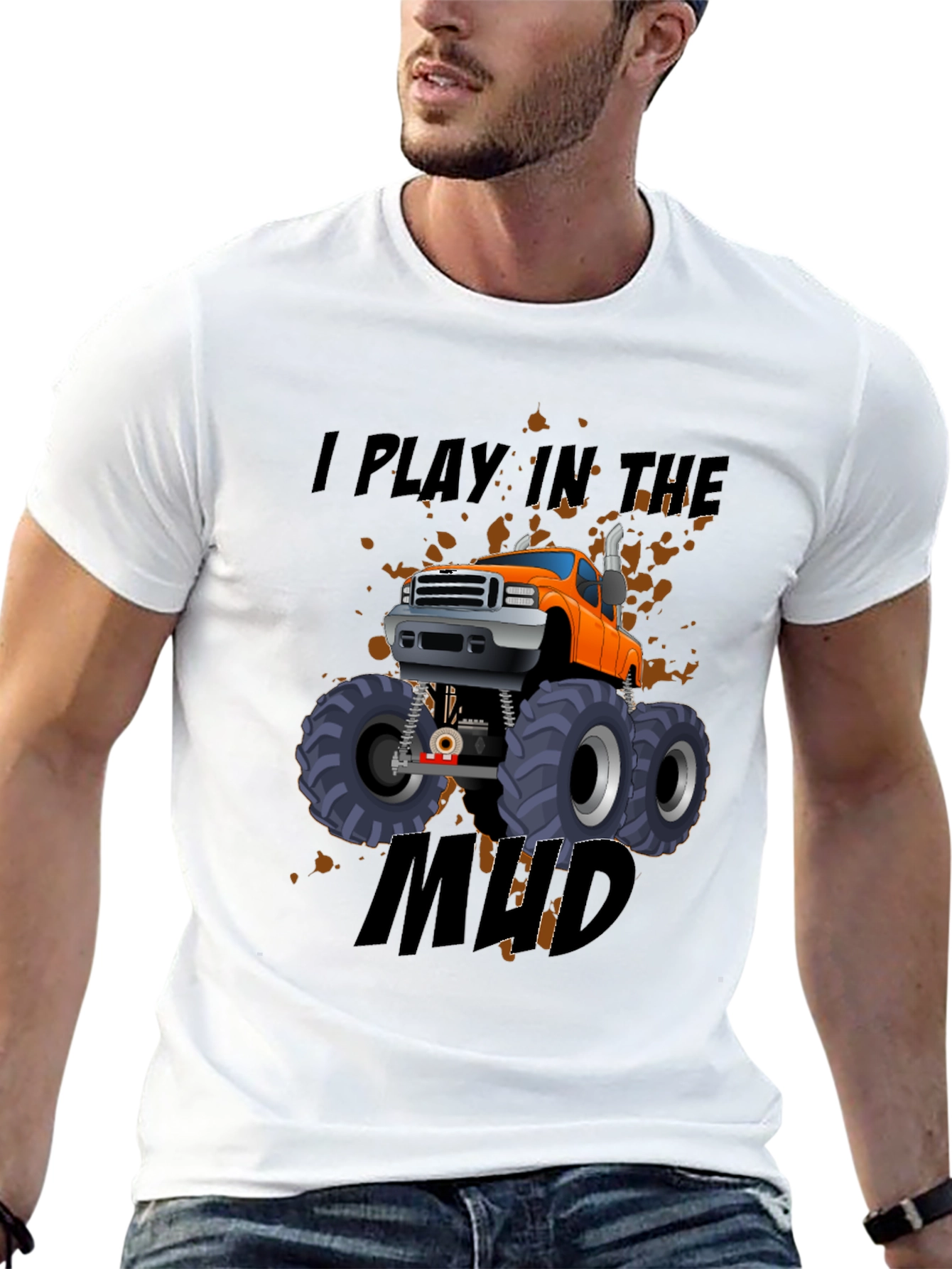 I Play In The Mud Monster Truck Black T-Shirt