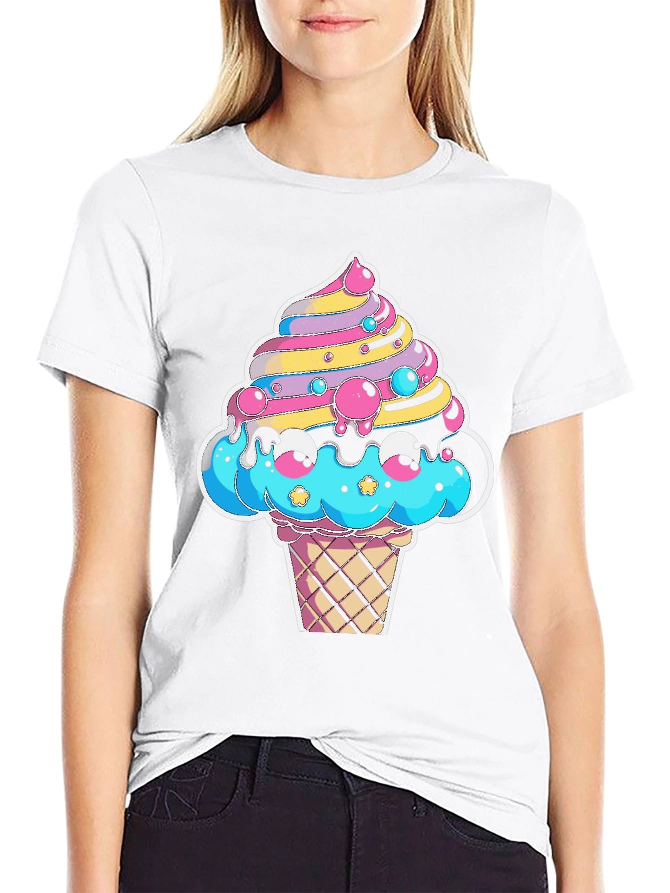 Kawaii Ice Cream Graphic Tee - Fun Cartoon Design!