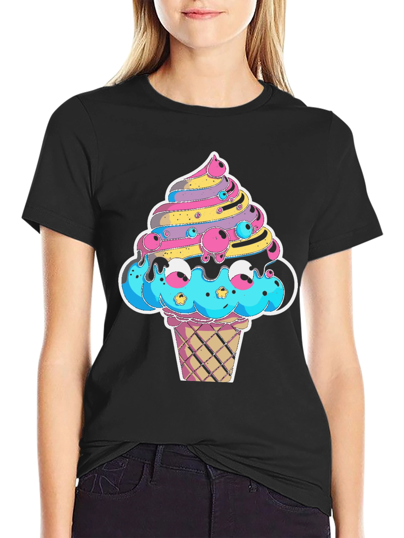 Kawaii Ice Cream Graphic Tee - Fun Cartoon Design!