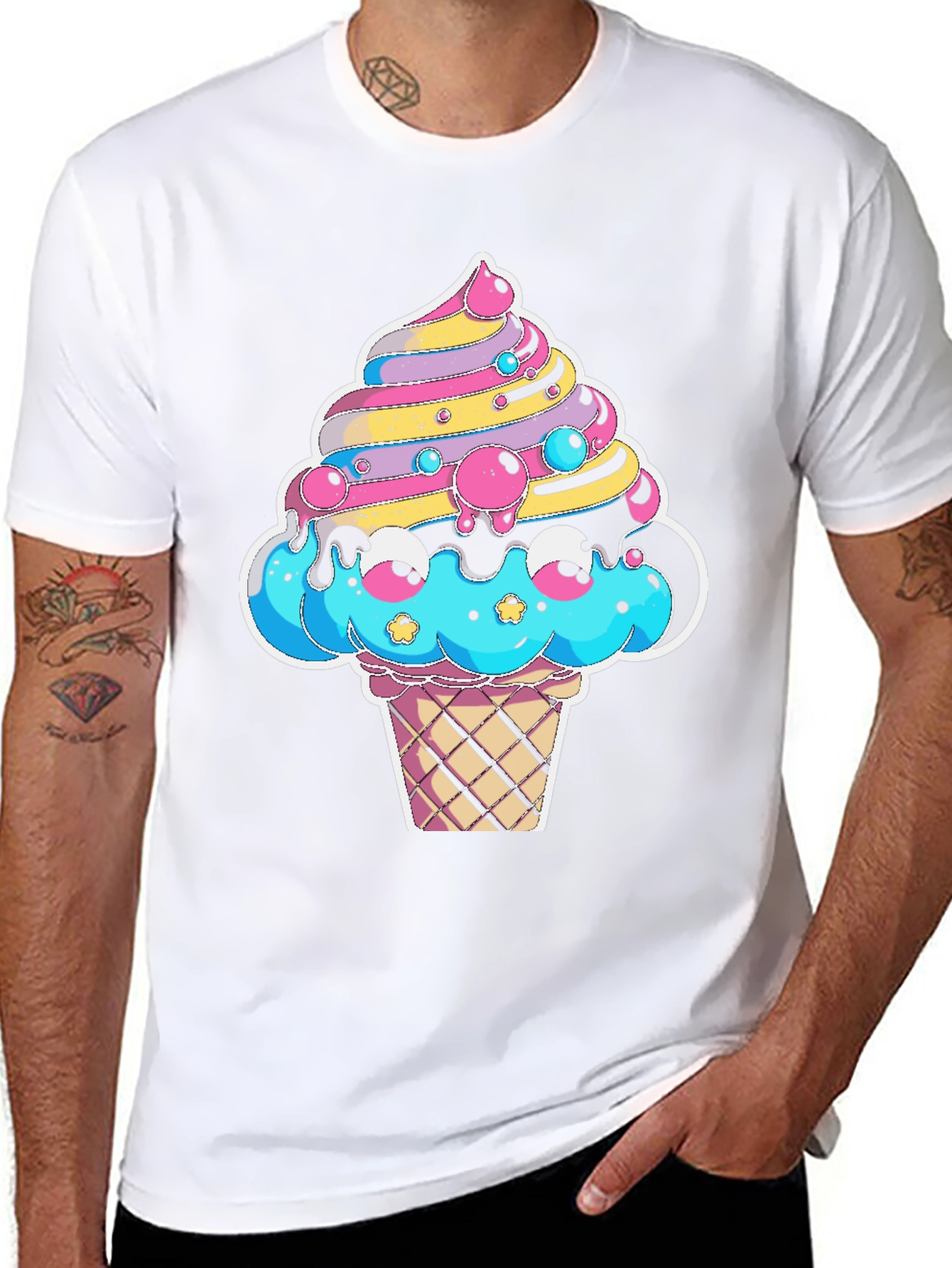 Kawaii Ice Cream Graphic Tee - Fun Cartoon Design!