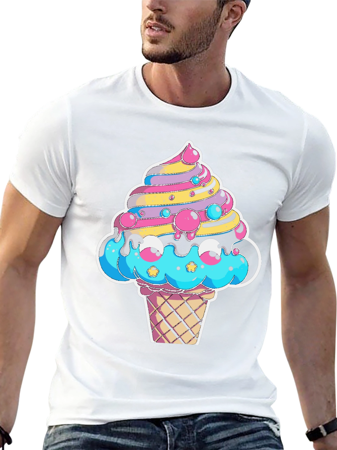 Kawaii Ice Cream Graphic Tee - Fun Cartoon Design!
