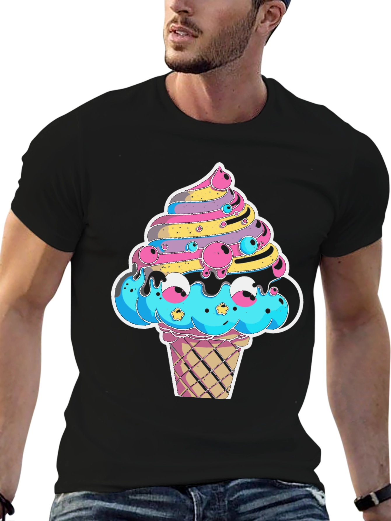 Kawaii Ice Cream Graphic Tee - Fun Cartoon Design!