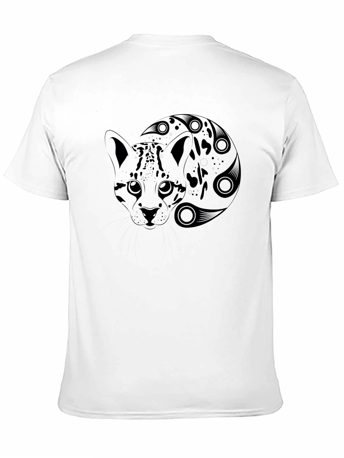 Tribal Cat Graphic Black T-Shirt