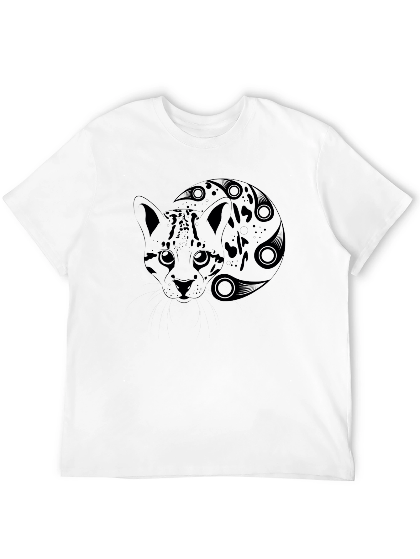 Tribal Cat Graphic Black T-Shirt