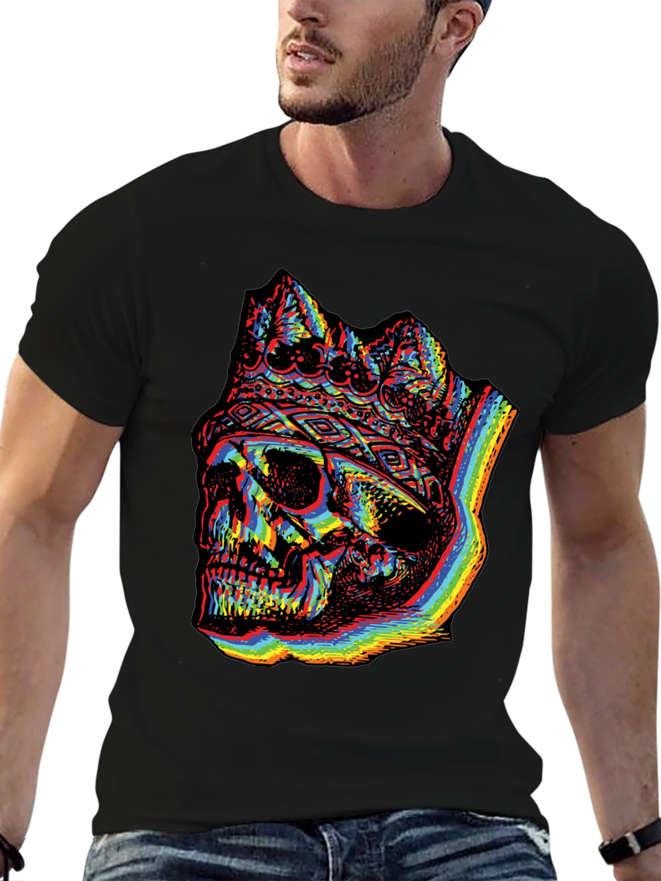 Rainbow Skull King Graphic Tee