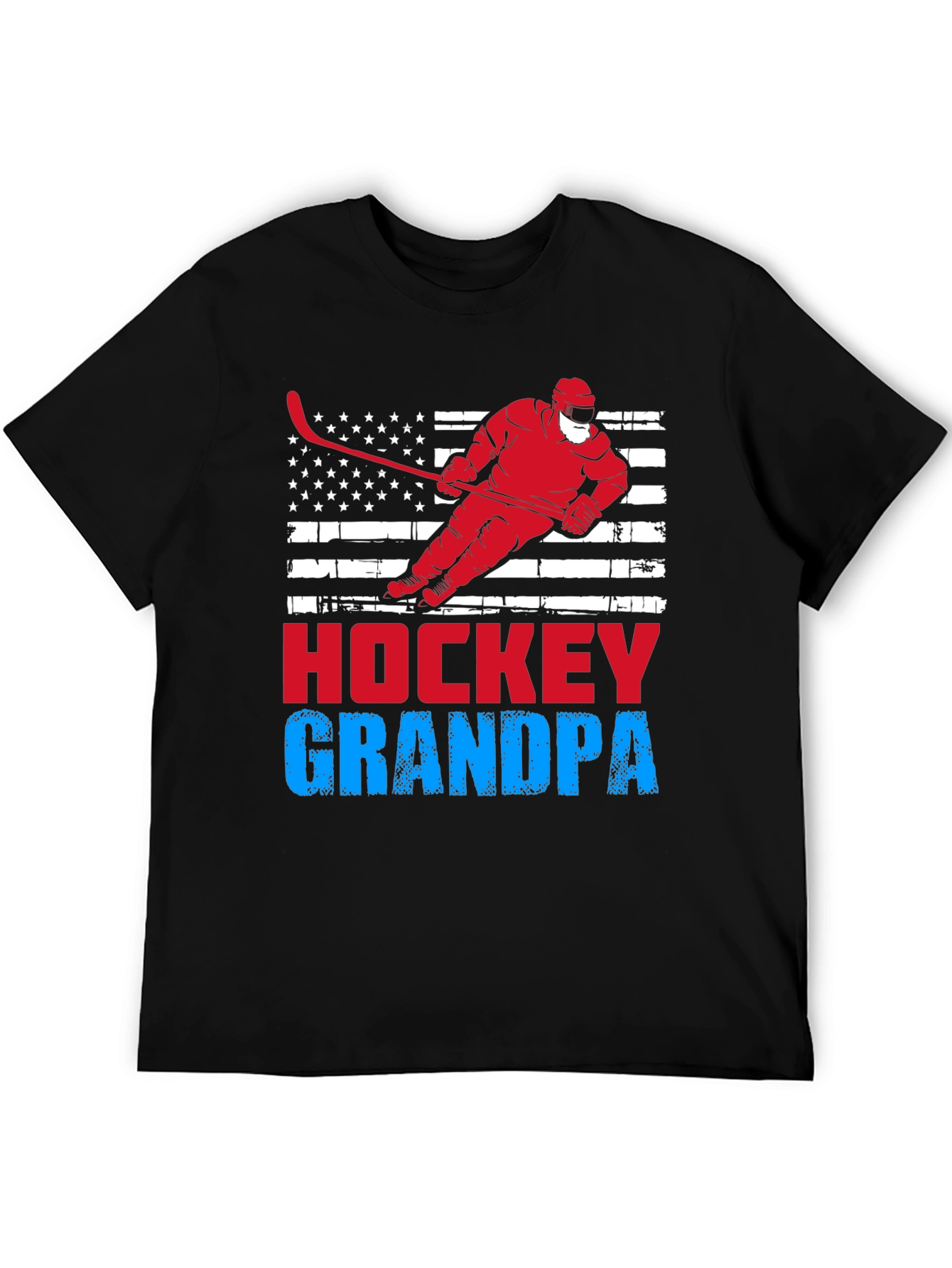 Hockey Grandpa USA Flag T-Shirt