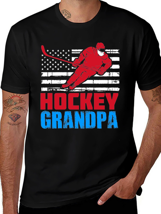 Hockey Grandpa USA Flag T-Shirt