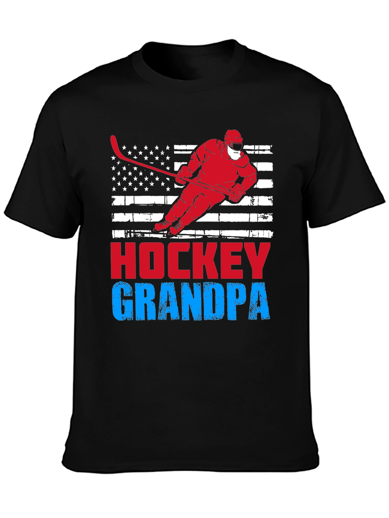 Hockey Grandpa USA Flag T-Shirt