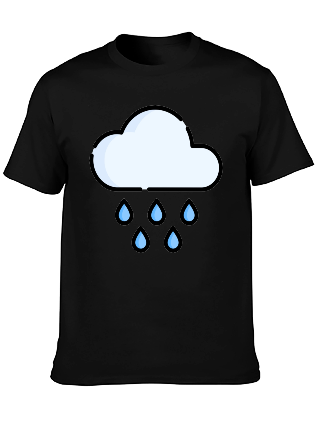 Rain Cloud Graphic Tee - Black Cotton T-Shirt