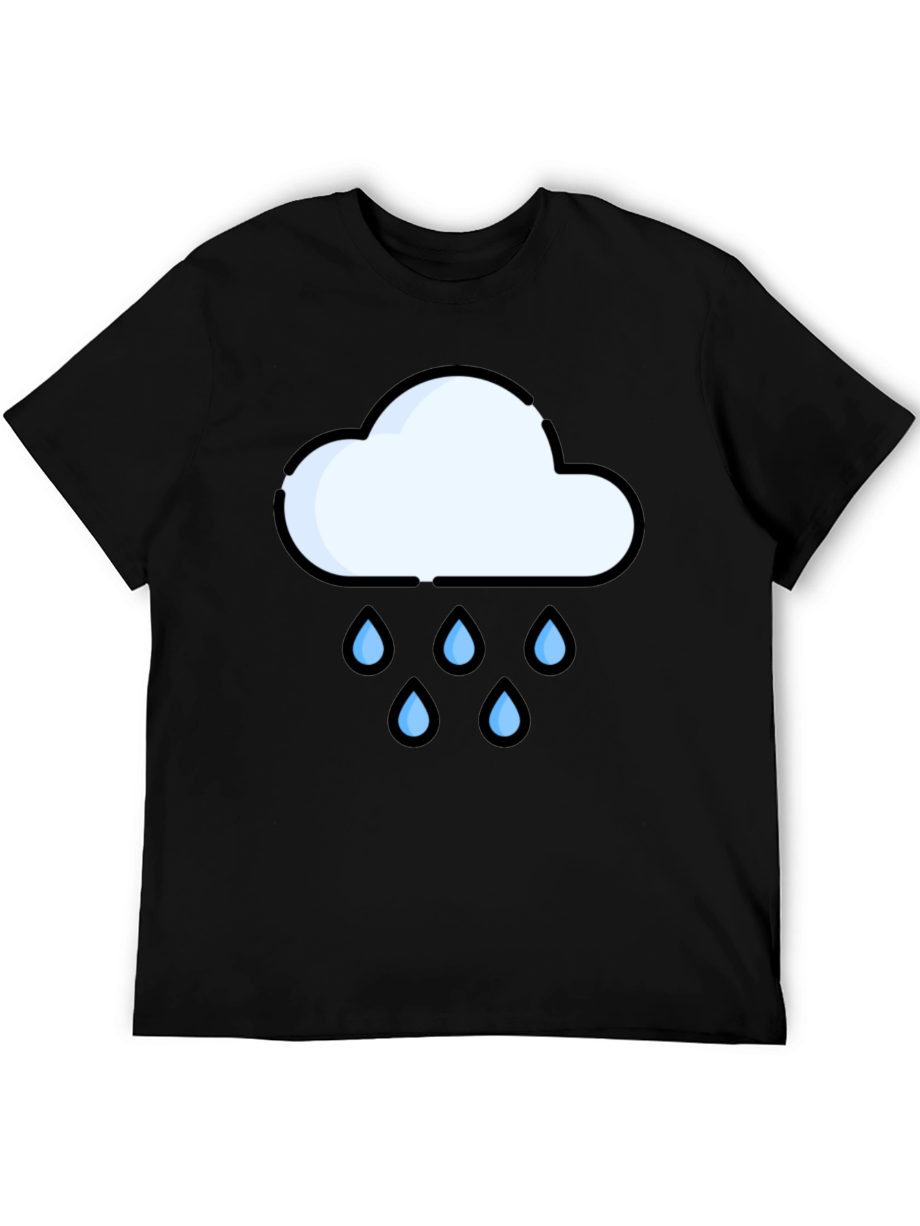 Rain Cloud Graphic Tee - Black Cotton T-Shirt