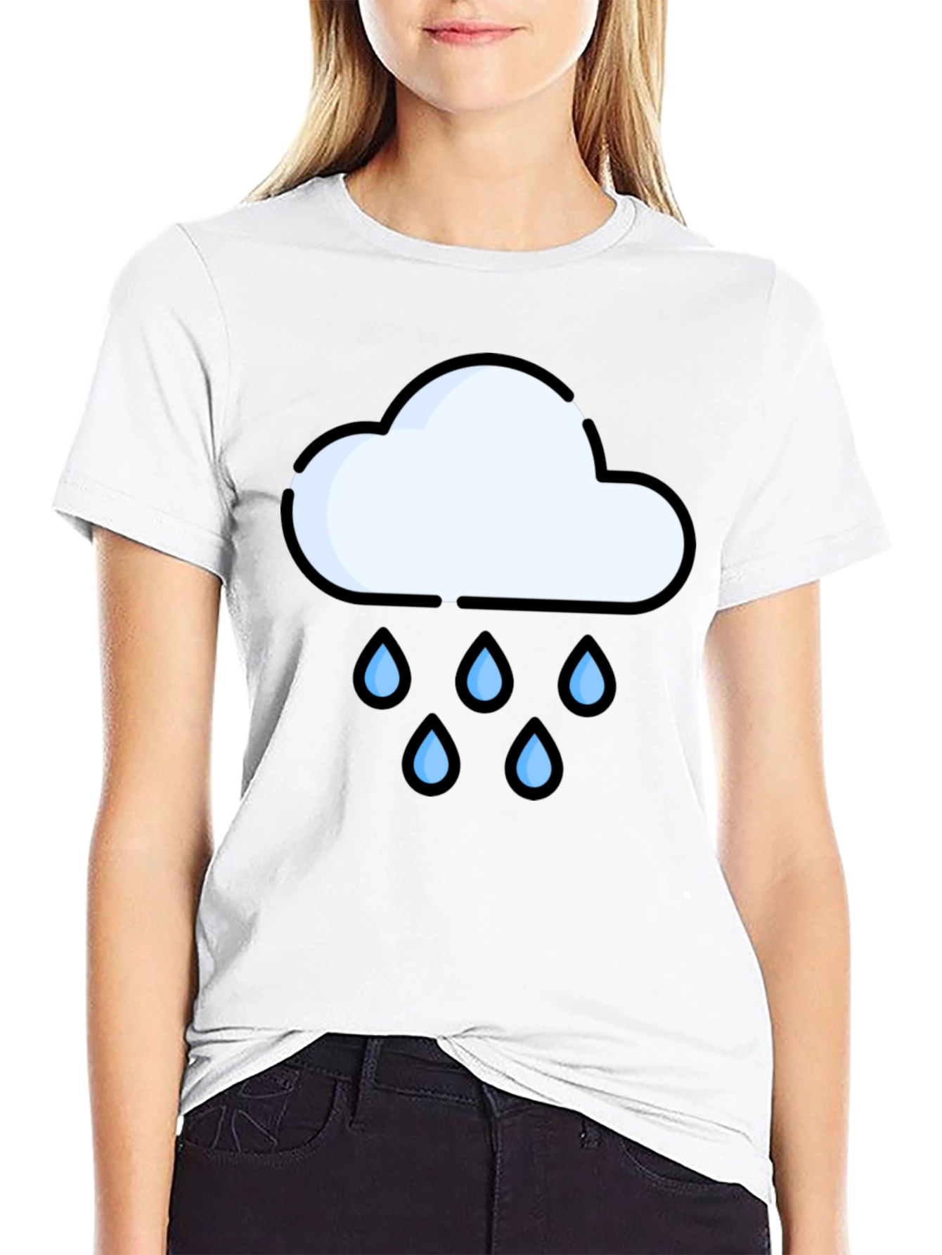 Rain Cloud Graphic Tee - Black Cotton T-Shirt