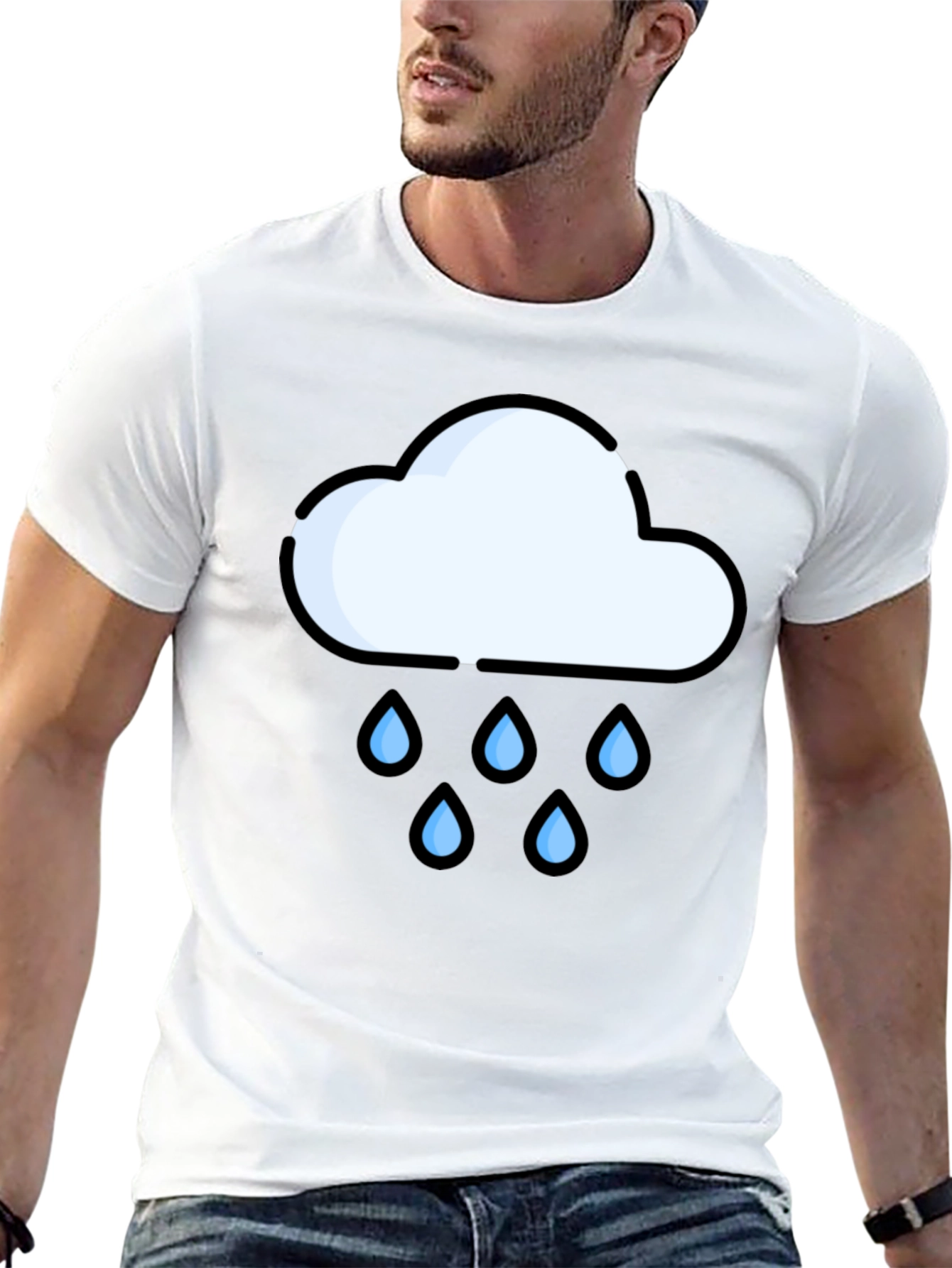 Rain Cloud Graphic Tee - Black Cotton T-Shirt