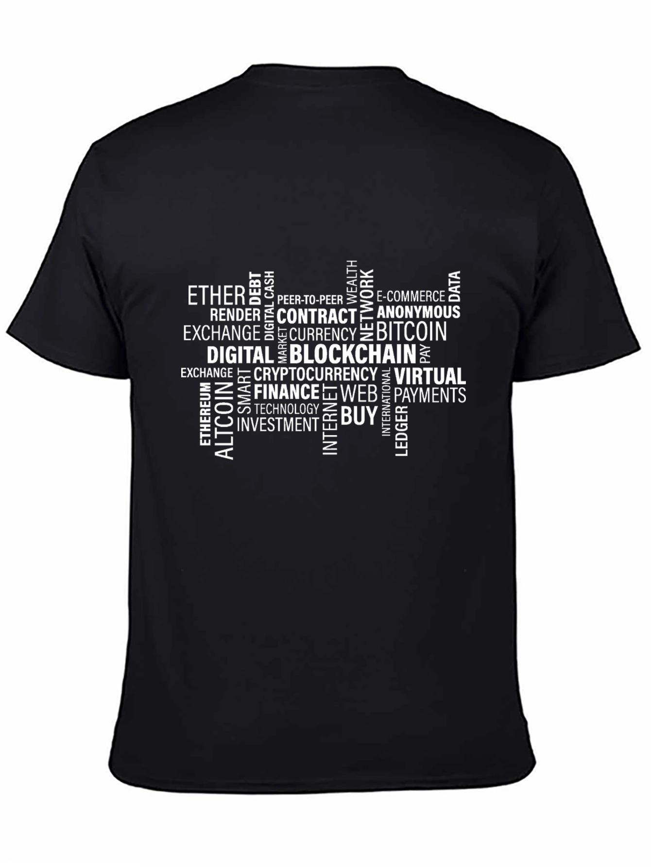 Bitcoin Cryptocurrency Word Art Black T-Shirt