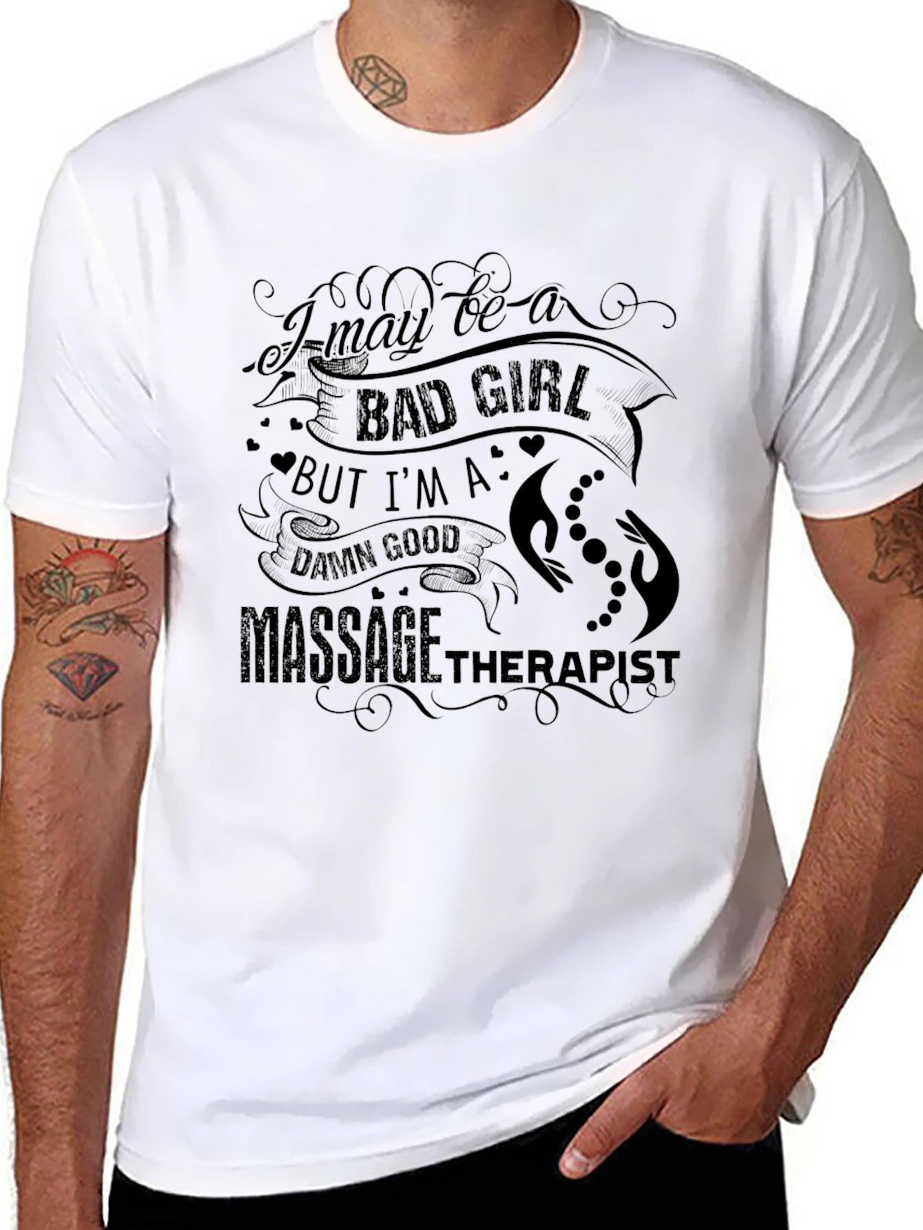 Bad Girl Massage Therapist Black Graphic T-Shirt