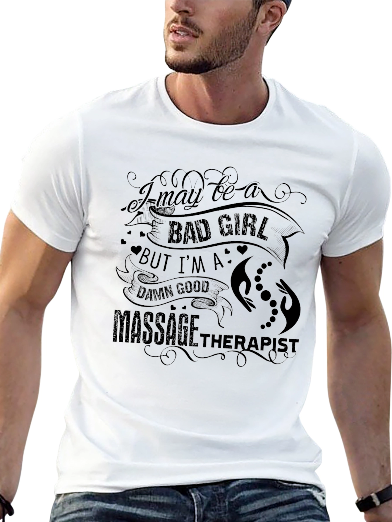 Bad Girl Massage Therapist Black Graphic T-Shirt