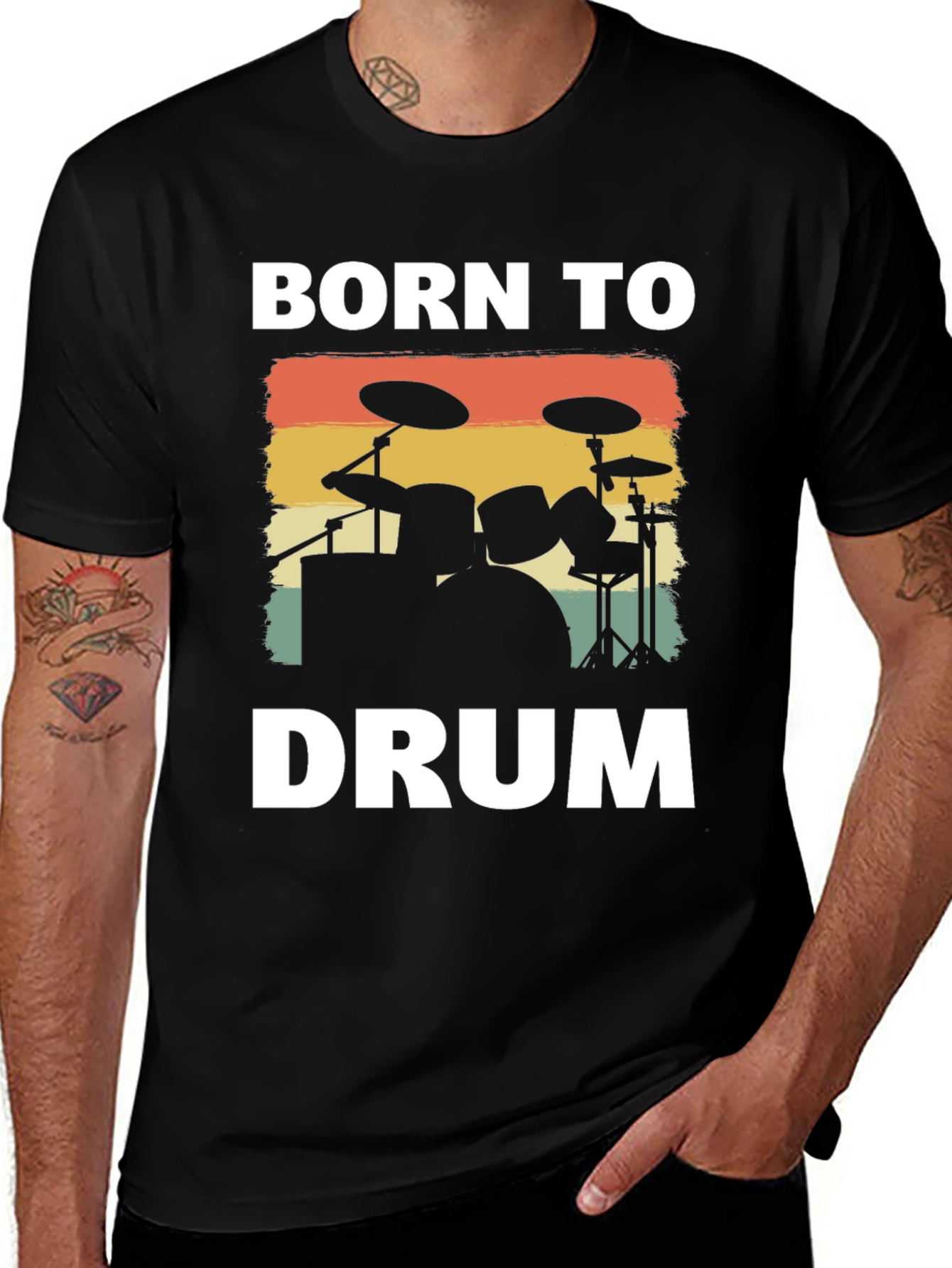 Born to Drum T-Shirt - Retro Drummer Tee