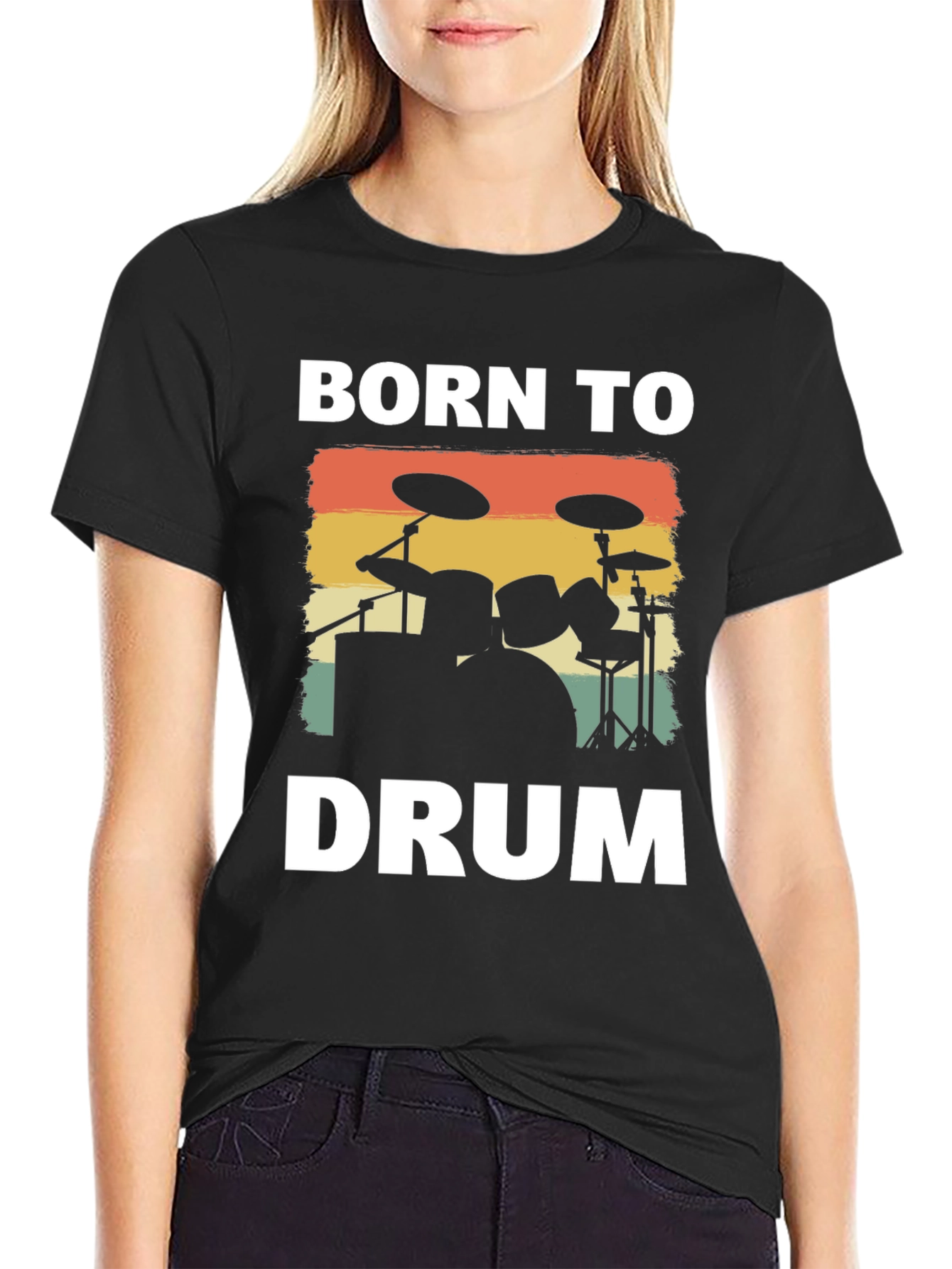 Born to Drum T-Shirt - Retro Drummer Tee