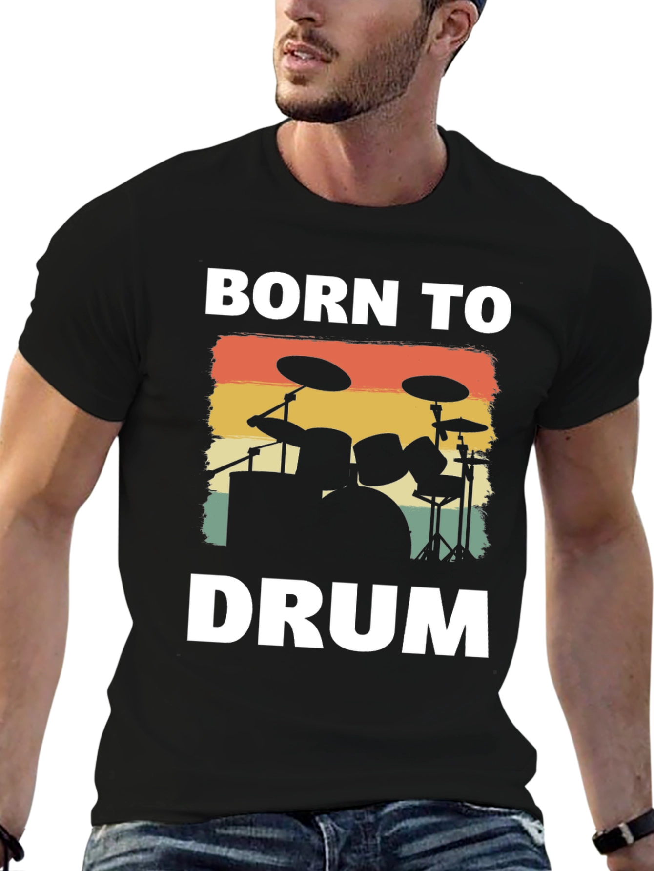 Born to Drum T-Shirt - Retro Drummer Tee