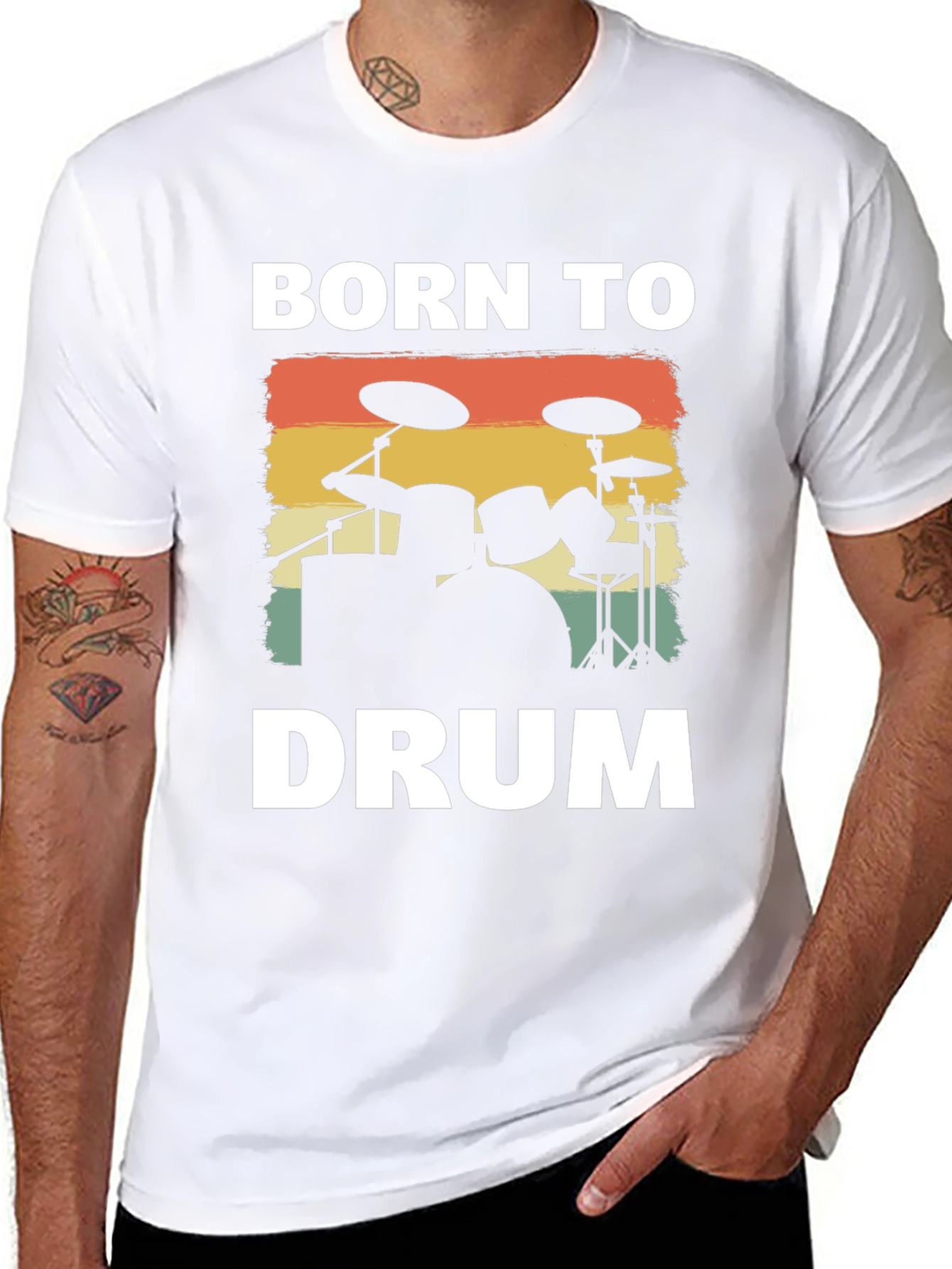 Born to Drum T-Shirt - Retro Drummer Tee
