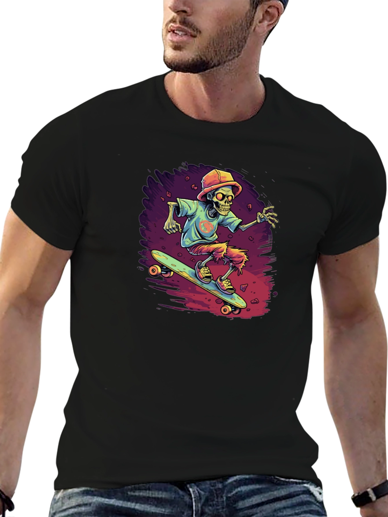 Skateboarding Skeleton Graphic Tee