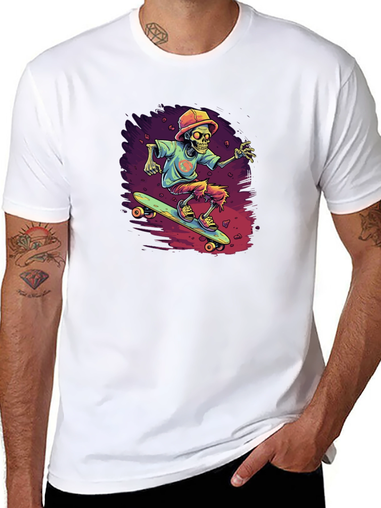Skateboarding Skeleton Graphic Tee
