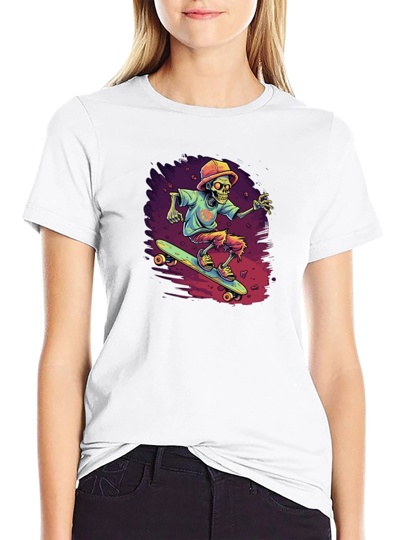 Skateboarding Skeleton Graphic Tee