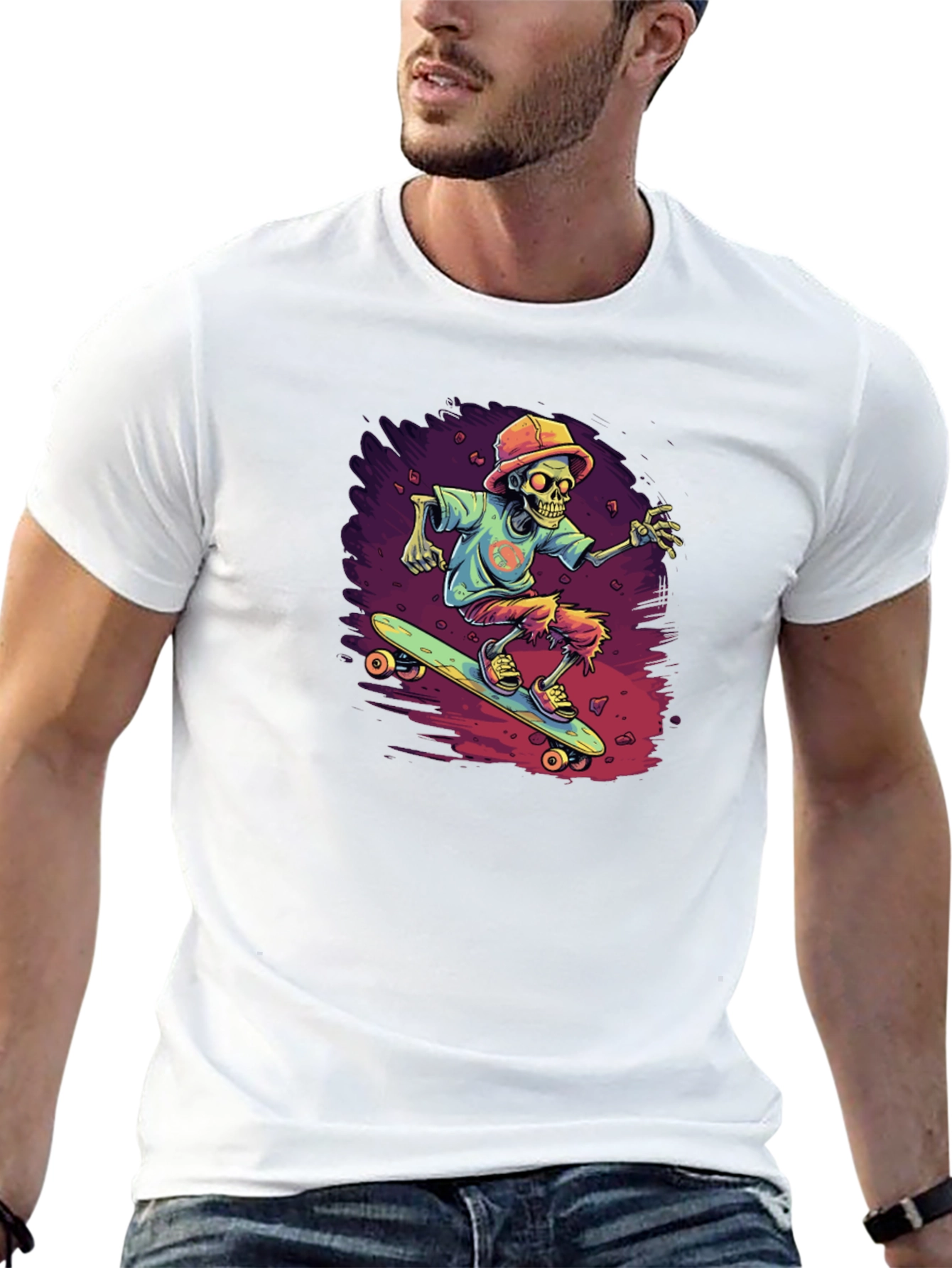 Skateboarding Skeleton Graphic Tee