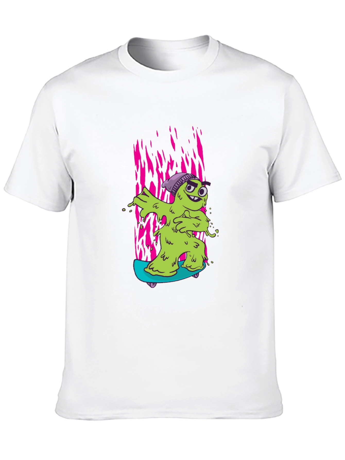 Cartoon Slime Monster Skateboard Graphic T-Shirt