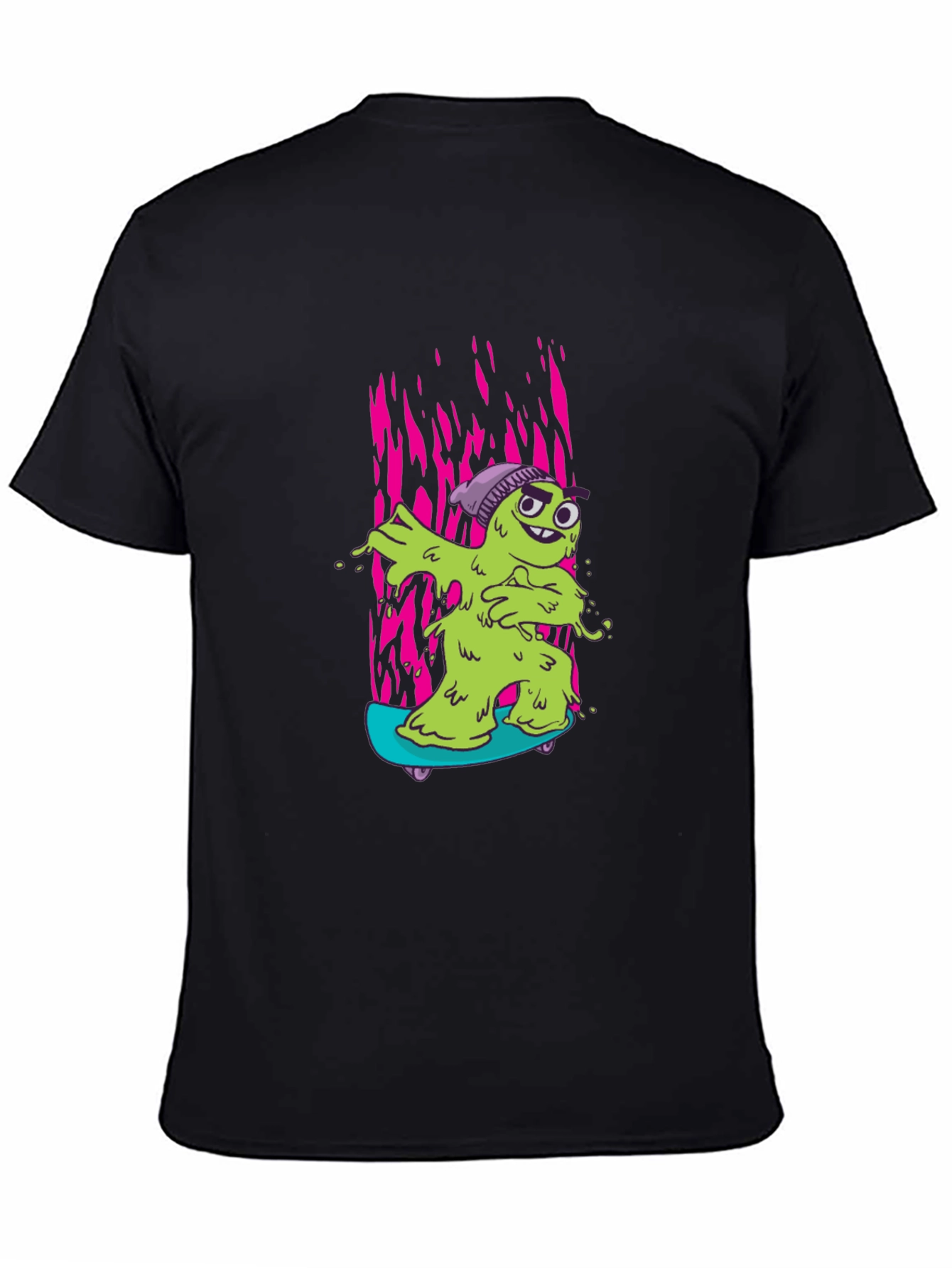 Cartoon Slime Monster Skateboard Graphic T-Shirt