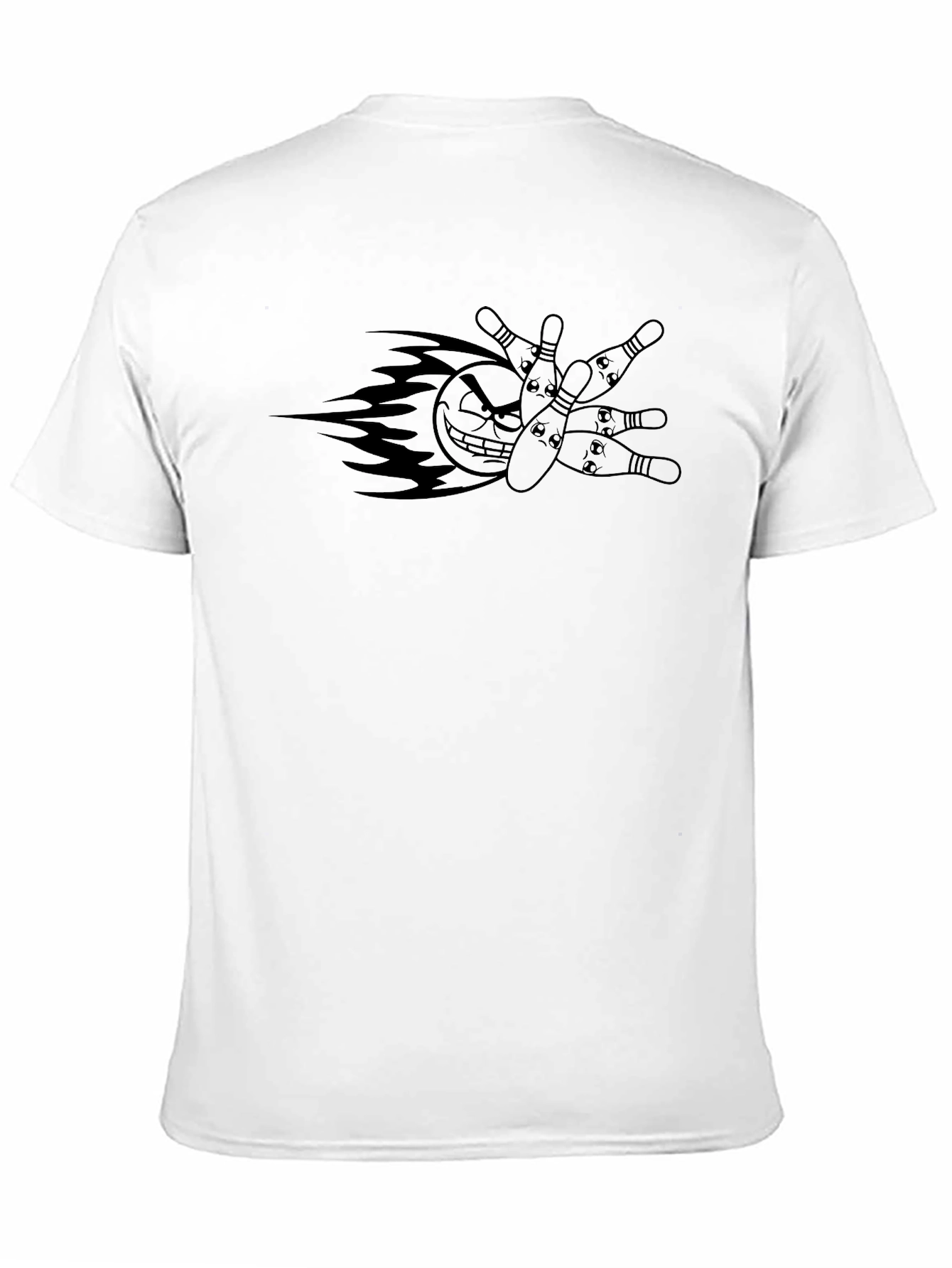 Bowling Strike T-Shirt - Flaming Ball & Pins Graphic