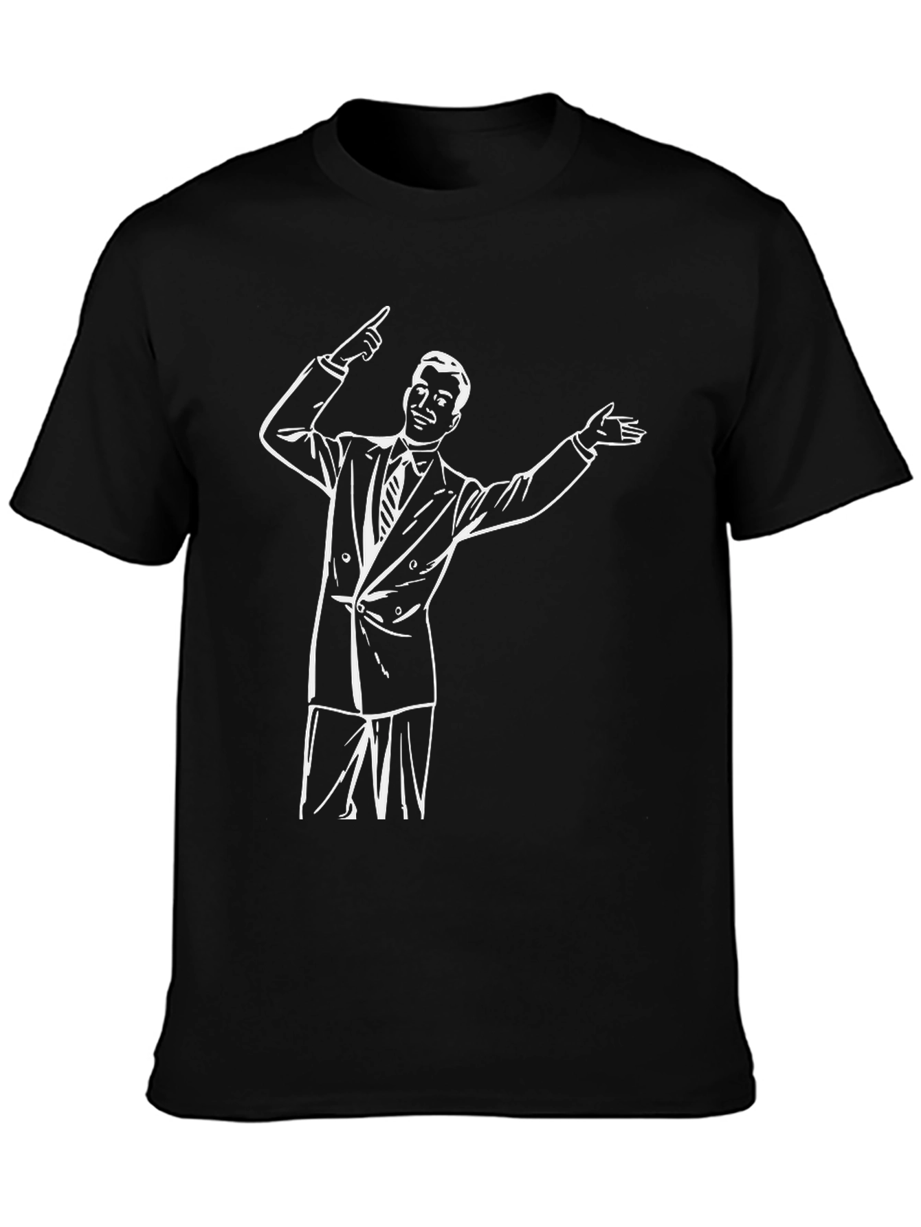 Retro Presenter Graphic Tee - Black Cotton Blend