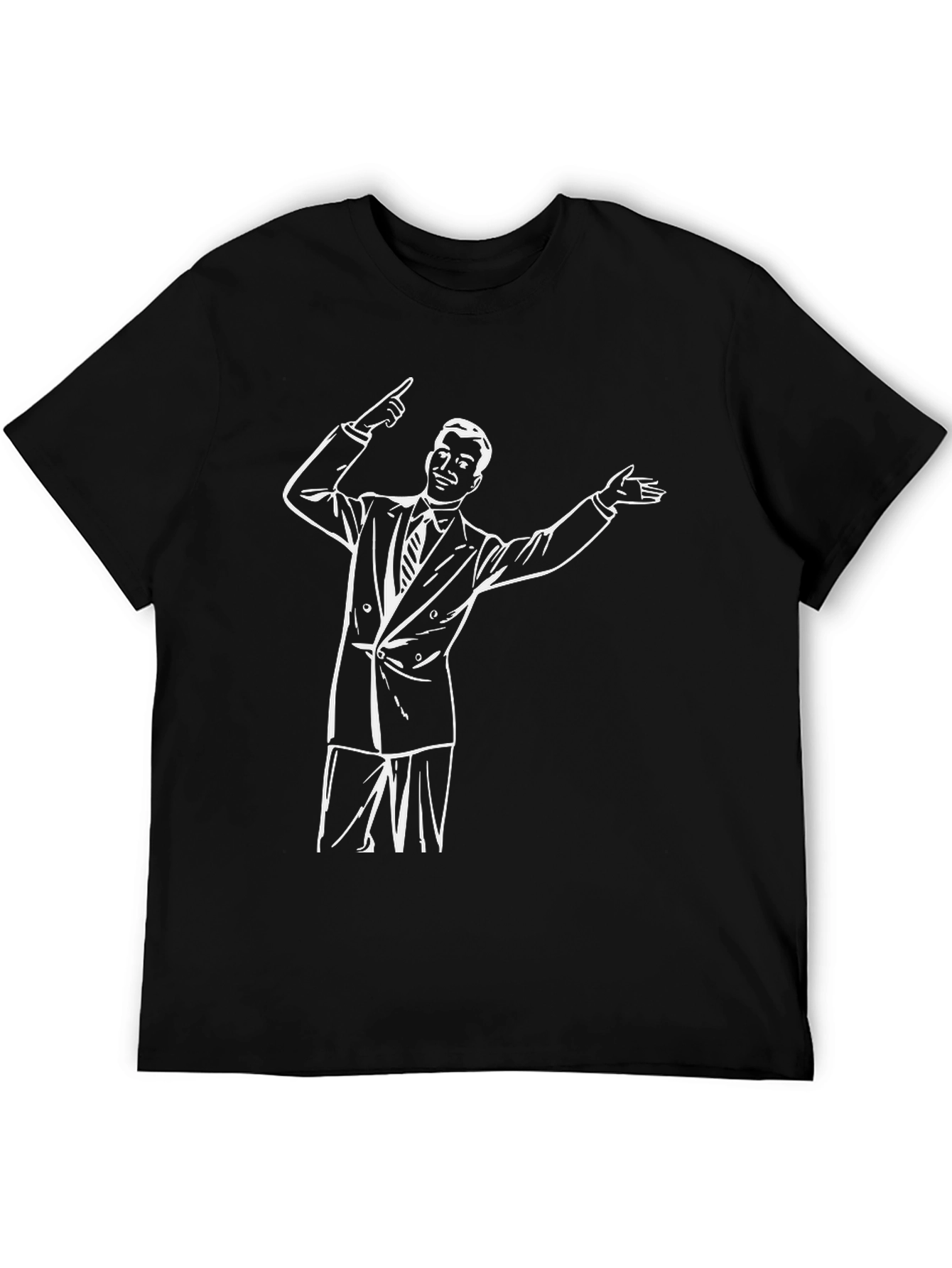 Retro Presenter Graphic Tee - Black Cotton Blend