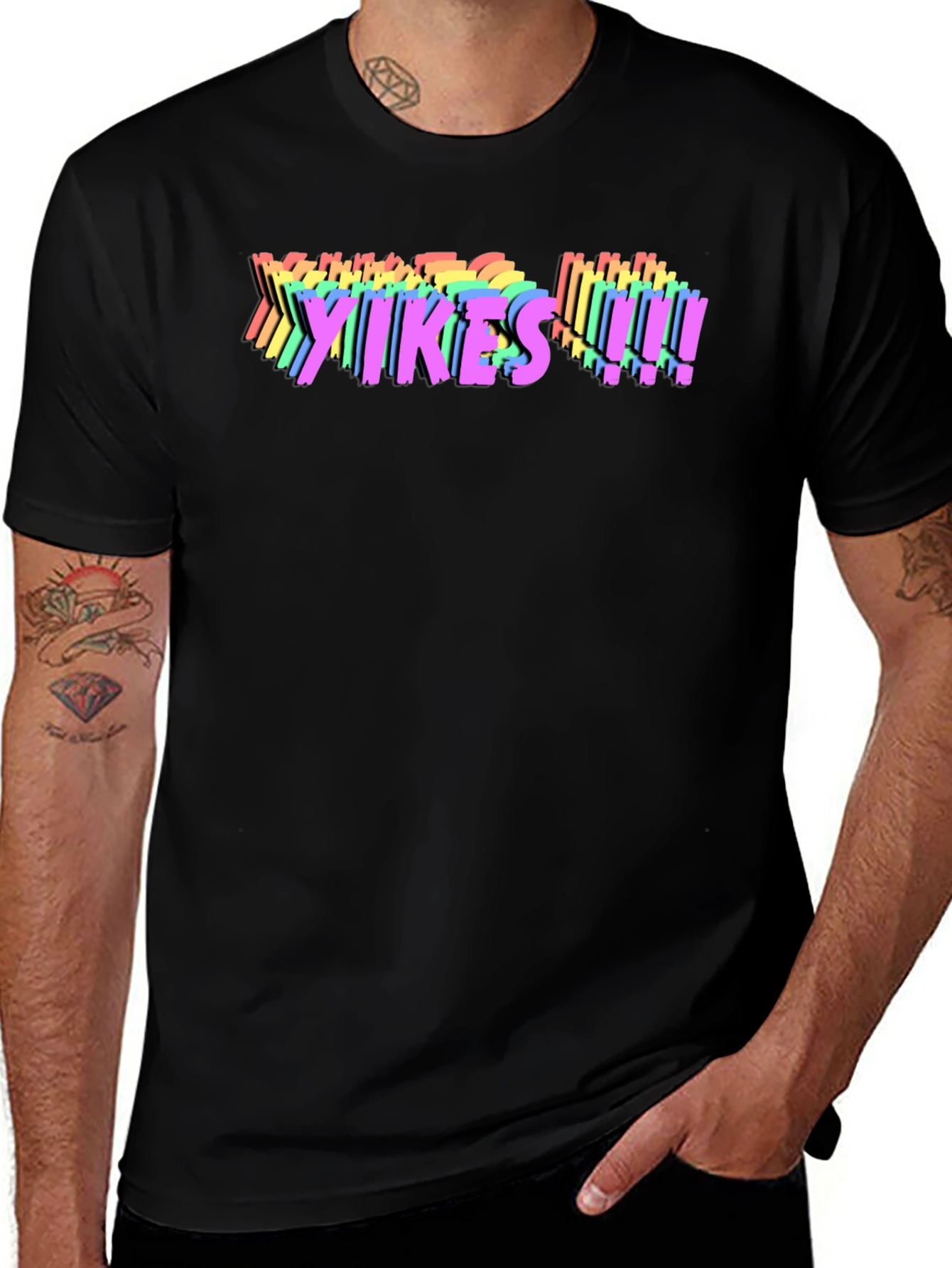 Yikes! Rainbow Graphic T-Shirt - Bold Statement Tee