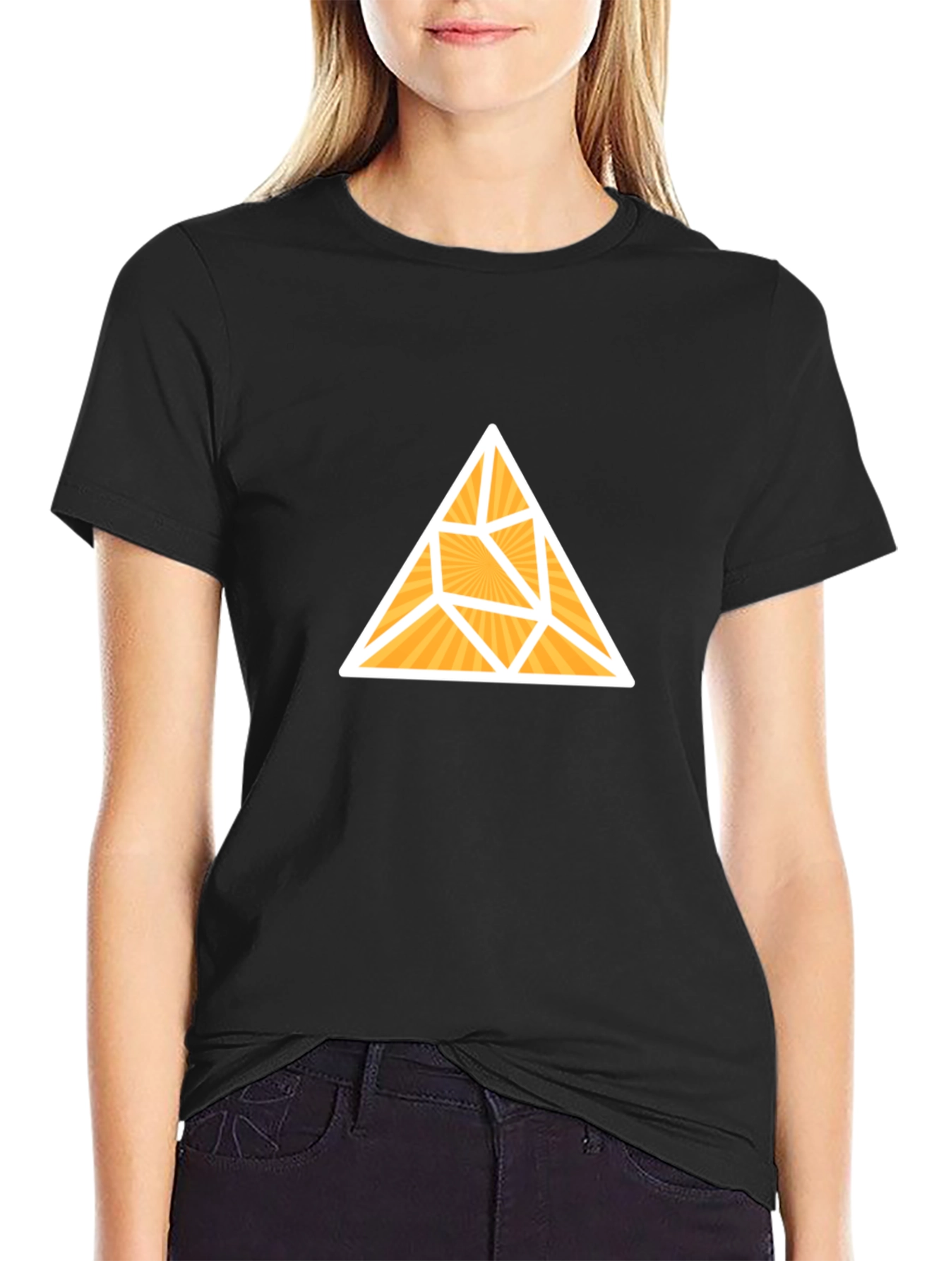 Geometric Triangle Graphic Tee - Stylish Black T-Shirt